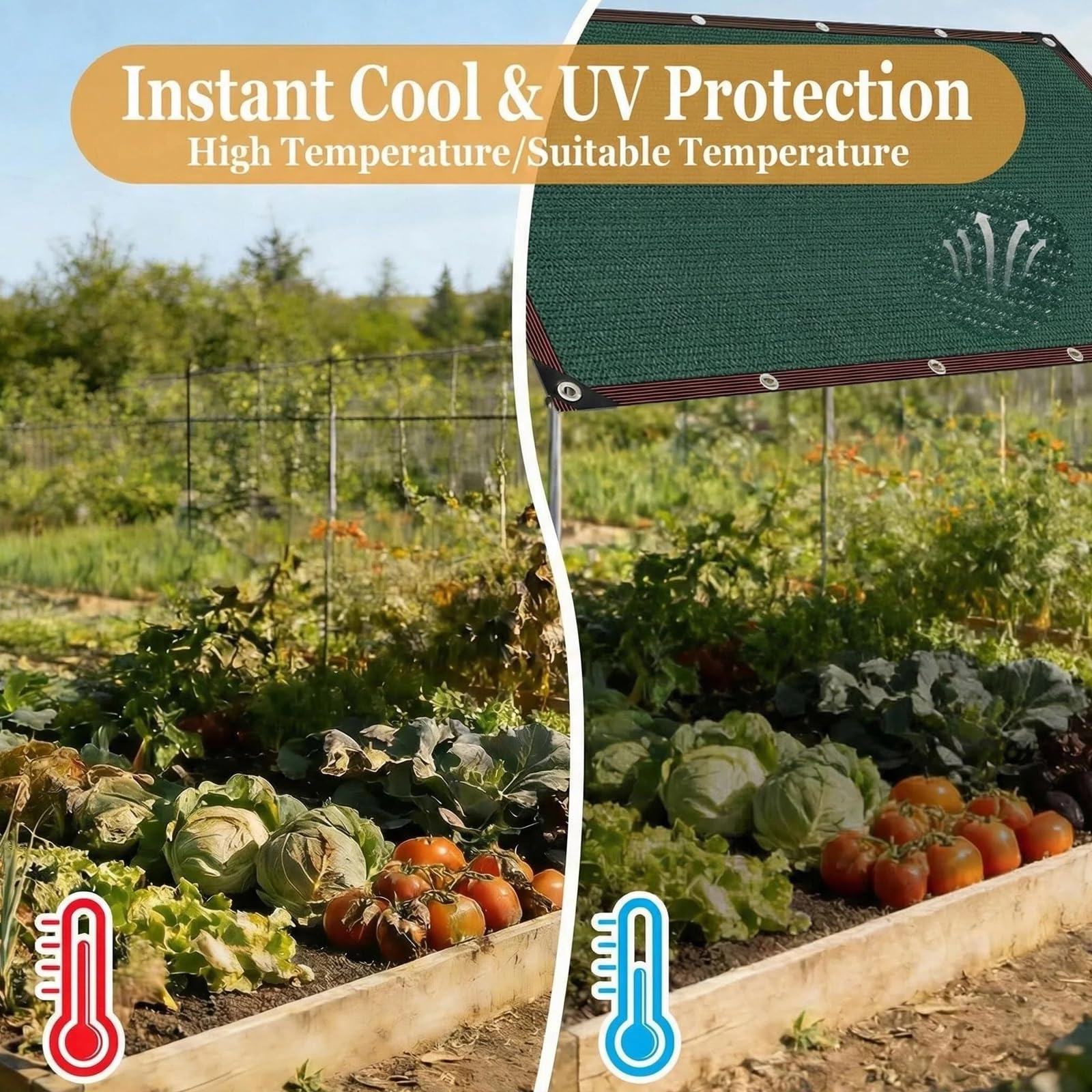 Copertura per serra da giardino verde scuro con occhielli - Sun e per piante vetable, patio esterno, pollo e canile - Protezione dagli agenti atmosferici e dai raggi UV