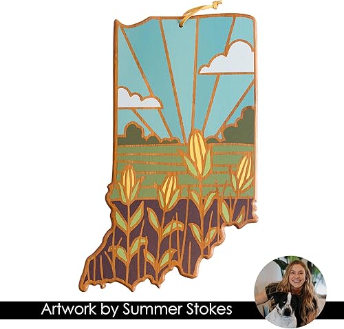 Vista 20 de Totally Bamboo Tabla de cortar con forma del estado de Nebraska y bandeja para servir charcutería con ilustraciones de Summer Stokes, incluye