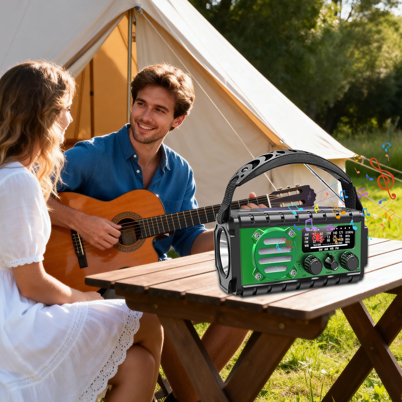 Radio de emergencia de 74000 mWh con clima NOAA, radio de supervivencia portátil SW/AM/FM con batería solar recargable de carga rápida, linterna, lámpara de lectura, sirena SOS para el hogar y