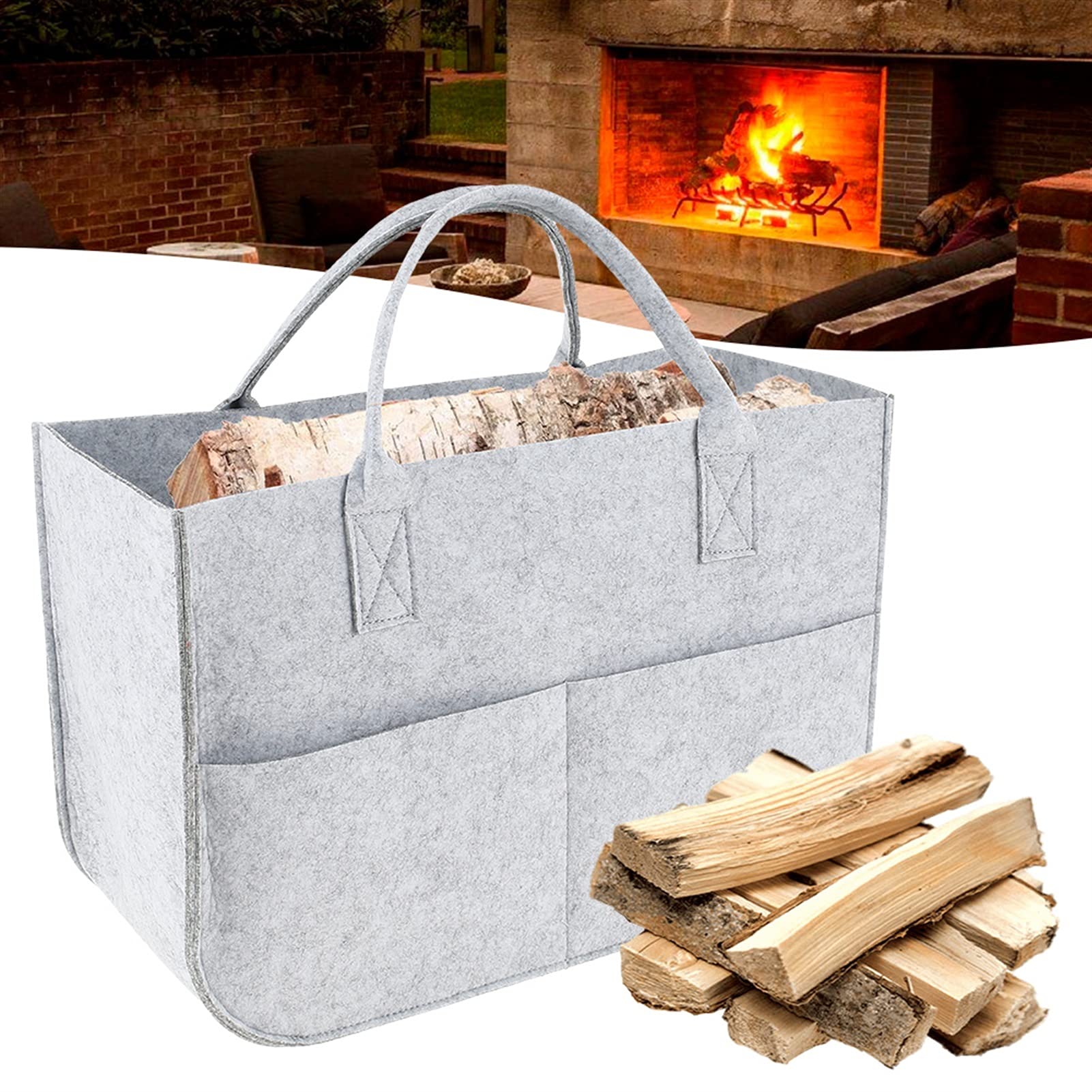Brennholz Log Tragetasche Filzbeutel Kamin Hölzerne Tasche Einkaufskorb Tücher Korb Brennholzkorb Zeitung Lagergestell Lagerkorb Holzträger Tragetasche