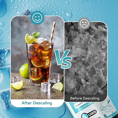 Miniatura 5 de EUHOMY Limpiador de máquina de hielo, descalcificador, limpiador para máquina de hielo de 16 onzas líquidas (4 usos por botella), solución universal