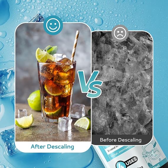 EUHOMY Ice Machine Cleaner Descaler, 32 Fl OZ Ice Maker Cleaner (8 Uses), Ideal Universal Descaling Solution for All Brands Ice Maker, Single Use Coffee and Espresso Machines (2 Bottles)