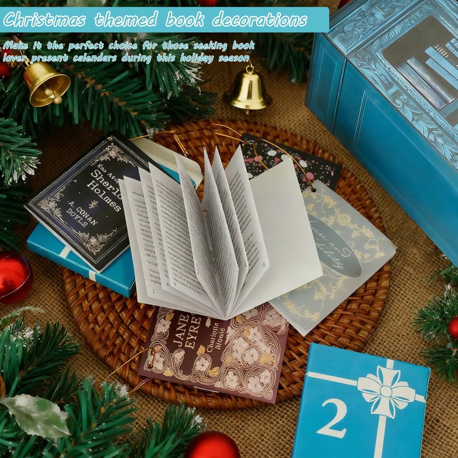 KEAGAN Mini libro ornamento calendario dell'avvento in miniatura biblioteca libreria decorazione Natale conto alla rovescia calendario 25PCS mini libro decorativo libro di Natale calendario