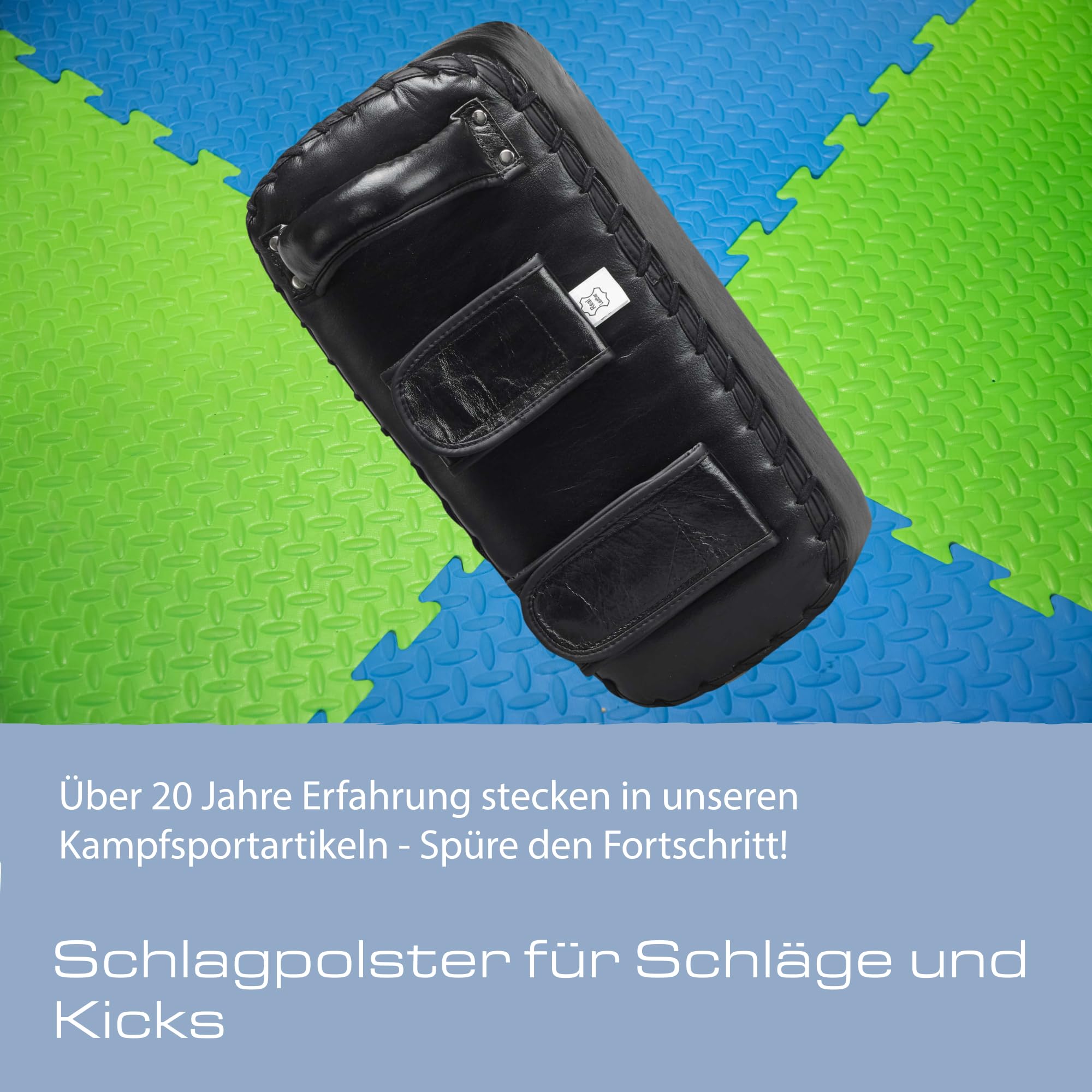 Ju-Sports Schlagpolster Kampfsport Muay Thai 1 STK. I Große Pratze aus Leder ideal zum Trainieren von Kicks I 2 Klettschlaufen für Halt I 41x21x12,5cm