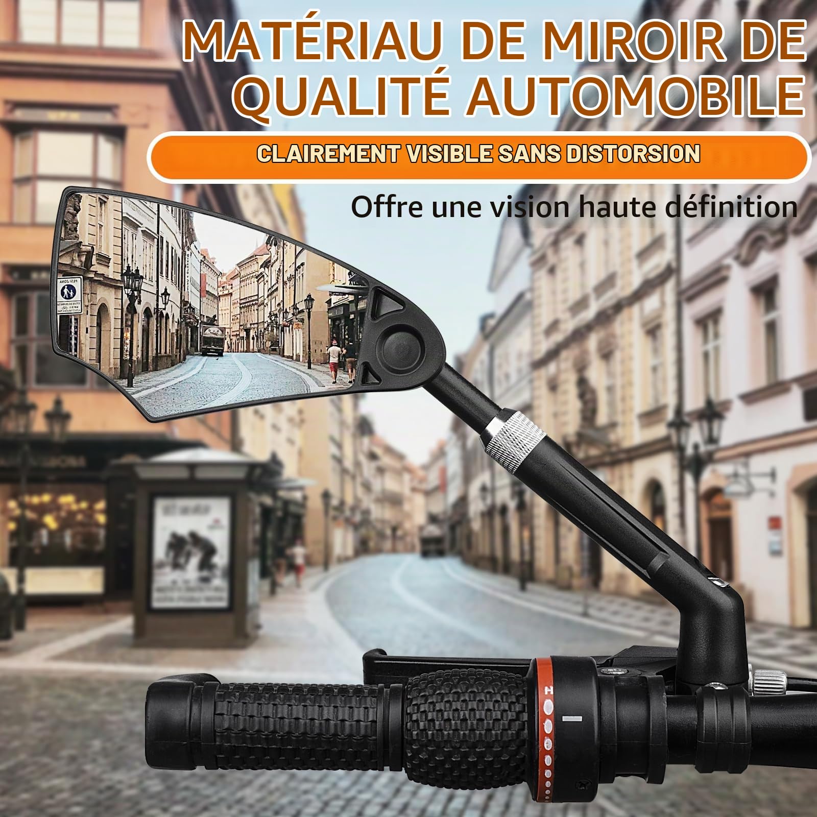 Lot de 2-360 degrés de rétroviseurs rétractables pour guidon de vélo, avec rotation plate antireflets, 21-24 mm