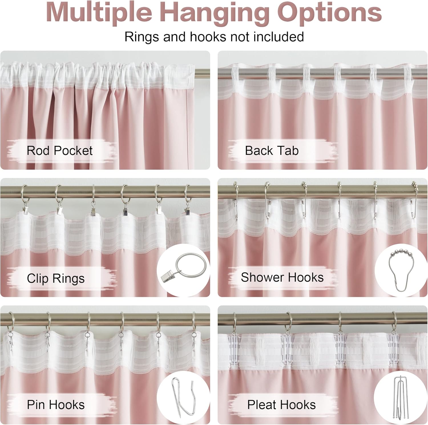 DUALIFE 2 Panels Baby Pink Curtains for Girls Bedroom 70 Inch Wide- Back Tab and Rod Pocket Room Darkening Thermal Insulated for Living Room 70 x 84 Inch Length