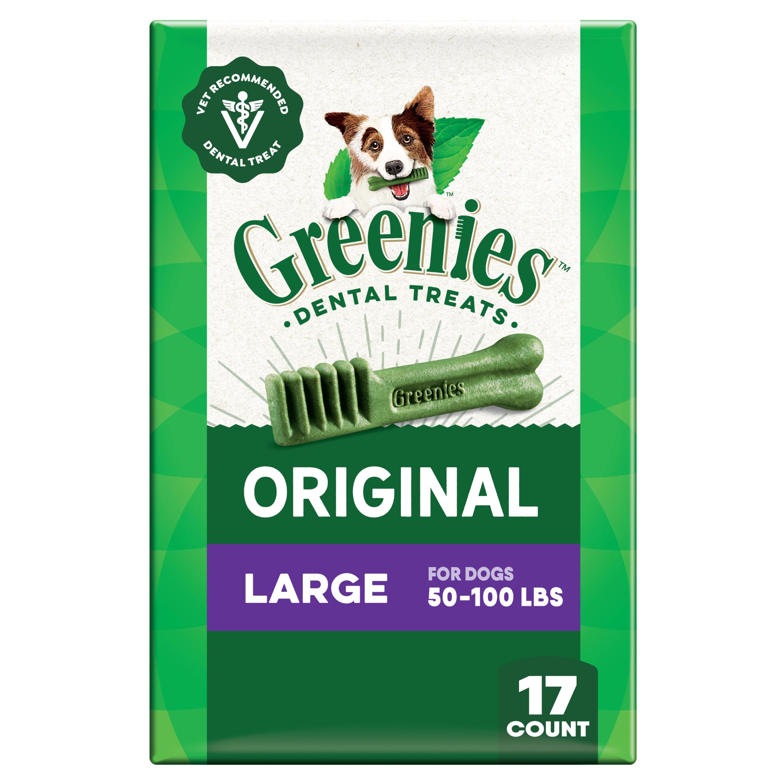 Greenies Original Large Dental Dog Treats, 27 oz. Pack (17 T