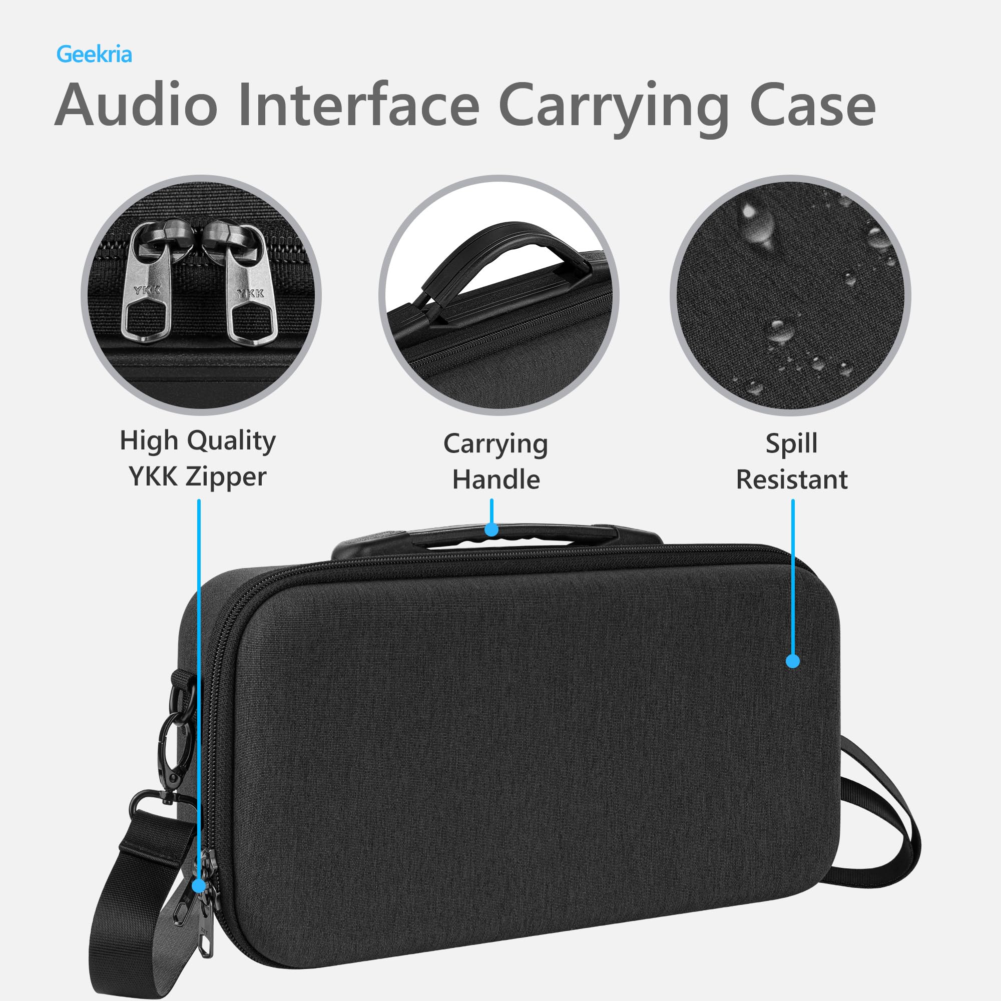 GEEKRIA Housse de Transport pour Interface Audio, étui de Voyage Rigide Compatible avec Motu M2/M4, M-Audio M-Track Duo/M-Track Duo HD, Behringer Pro VS Mini/JT Mini, Stylophone GENX-2 (Gris