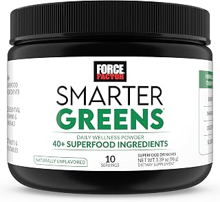Force Factor Smarter Greens Daily Wellness Powder, Greens Superfood Powder to Support Gut Health, Bloating & Digestion, with 40+ Superfoods, 125 Million CFUs of Probiotics, Unflavored, 10 Servings