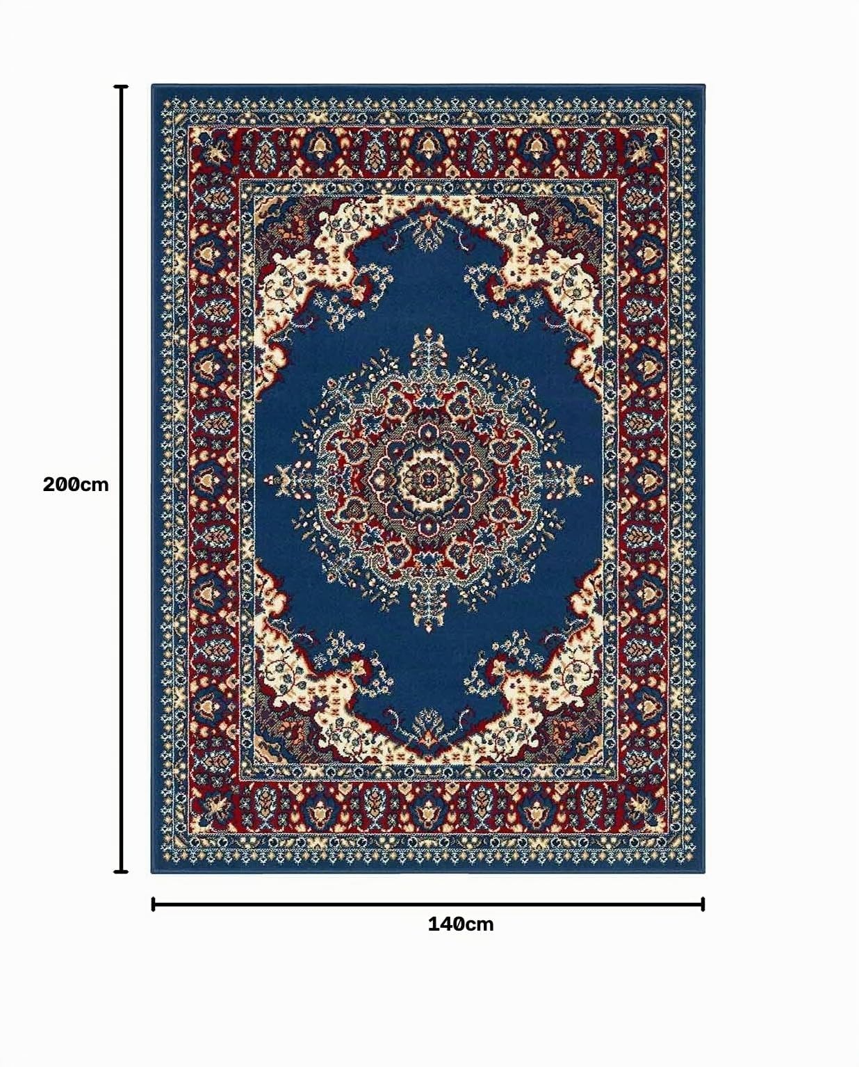 Tapis économique persan oriental style classique, tapis salon chambre 4480 bleu 140 x 200 cm