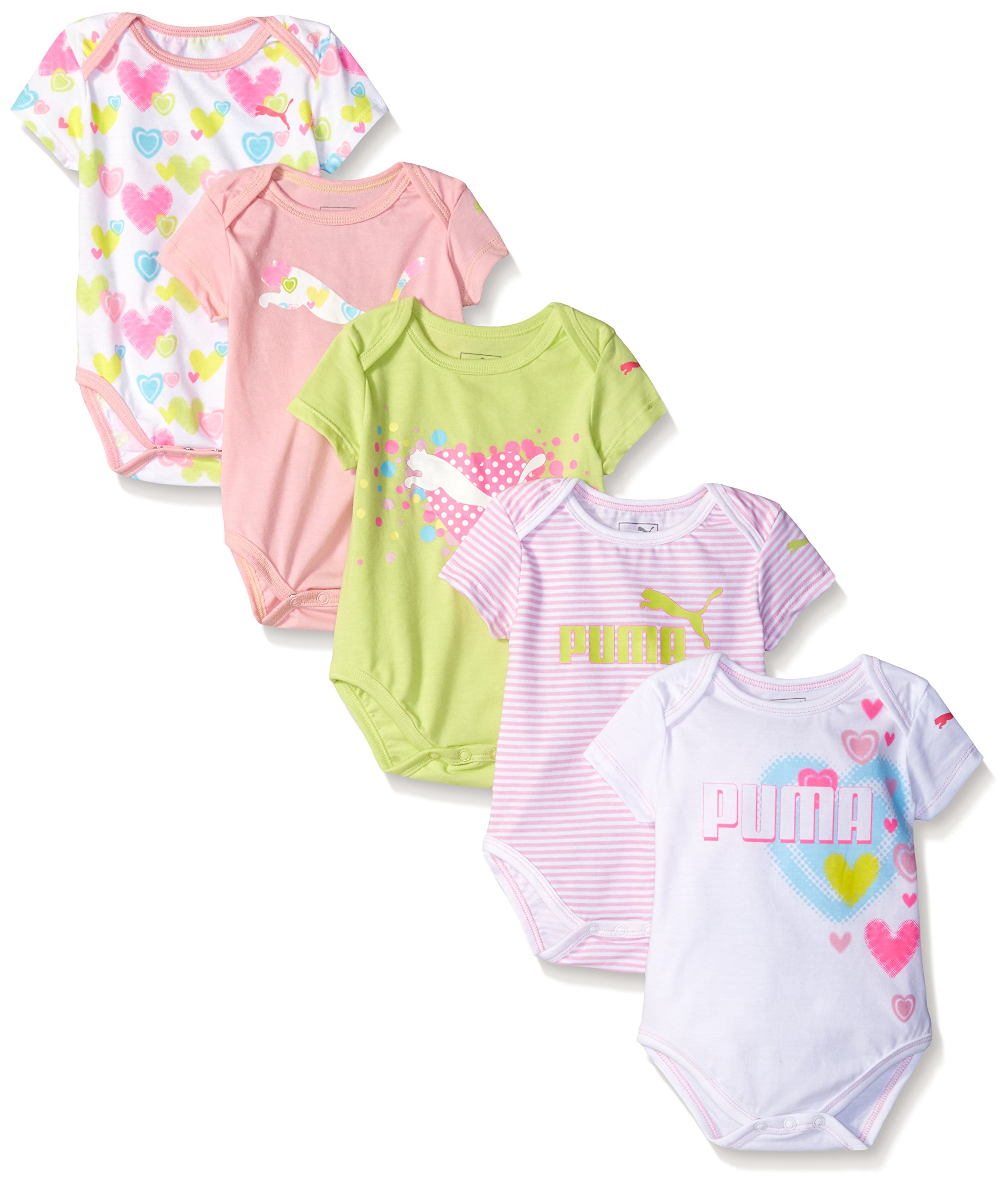 PUMA Baby-Girls 5-Pack Short Sleeve Bodysuit
