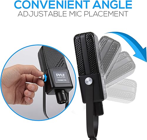 Miniatura 5 de Pyle Kit de micrófono de condensador de diafragma grande, micrófono de condensador cardioide con soporte de escritorio, LED, cable de audio XLR,