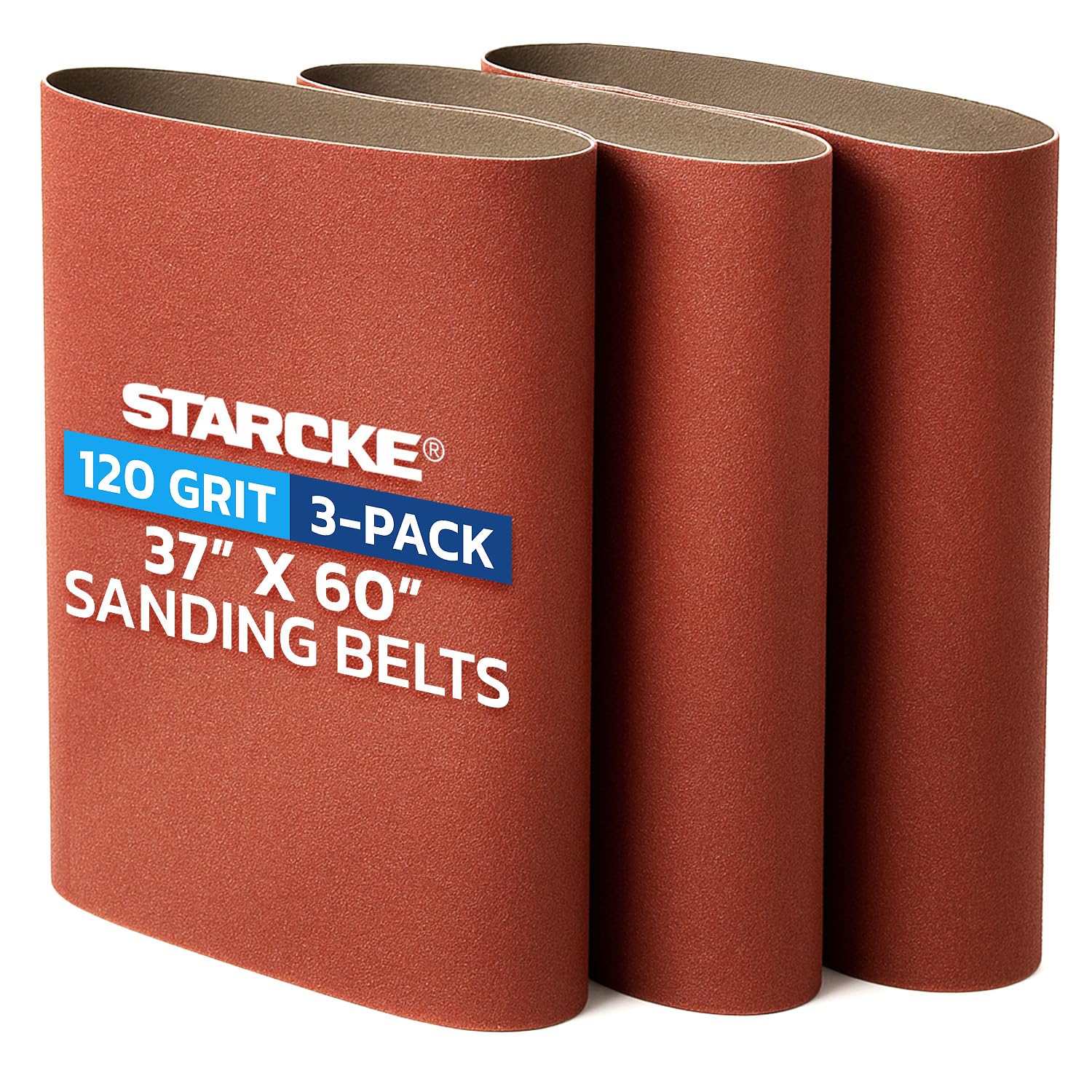37 x 60 Inch Sanding Belts - 120 Grit Aluminum Oxide Belt Sanders for Woodworking and Metal, German Quality Heavy Duty Cloth Belt Sanding with Smooth