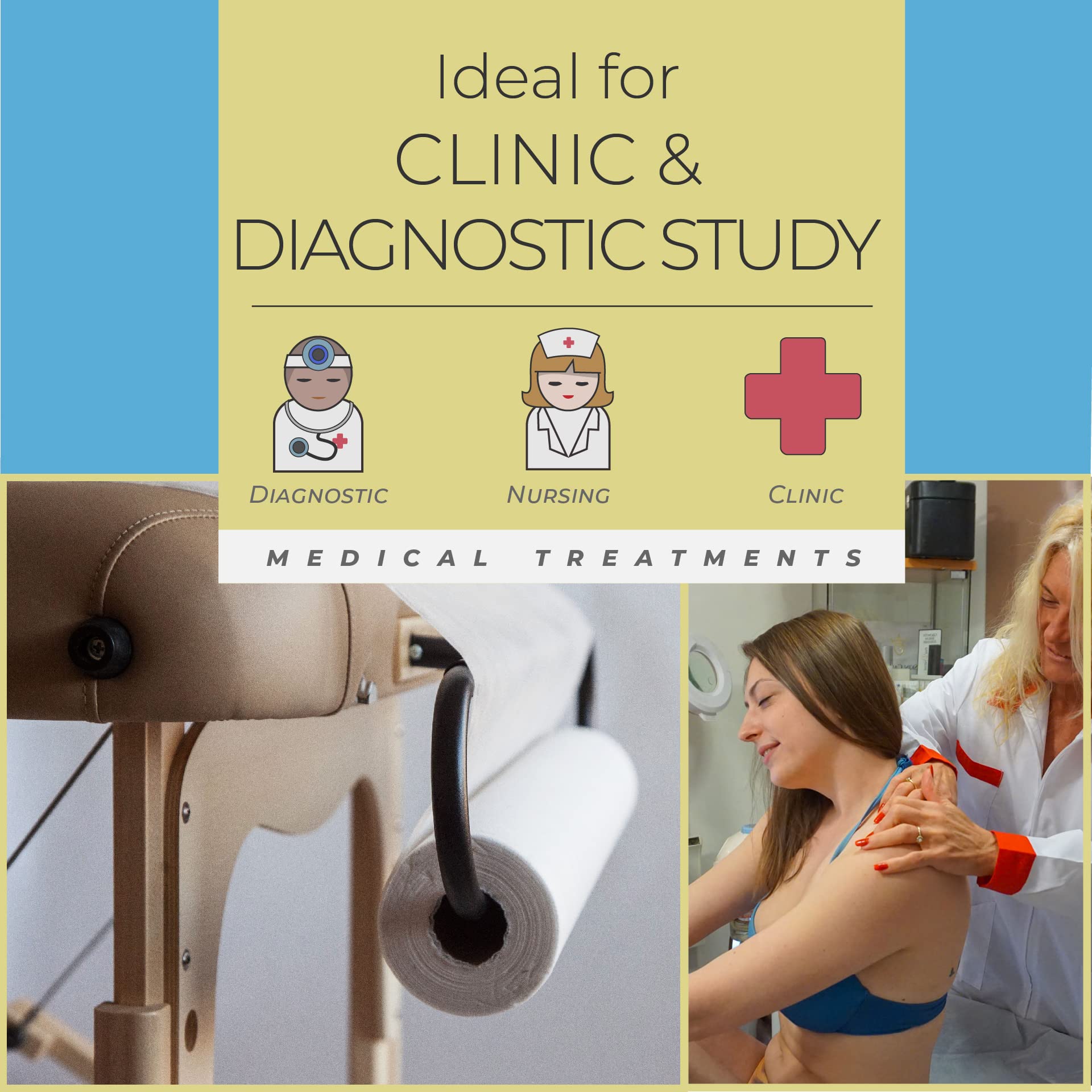 2 Rotoli Per Lettino Massaggio, Medico o Estetista in Tnt Monovelo 70 cm x 80 m Made In Italy MEDICAL SUD PROFESSIONAL
