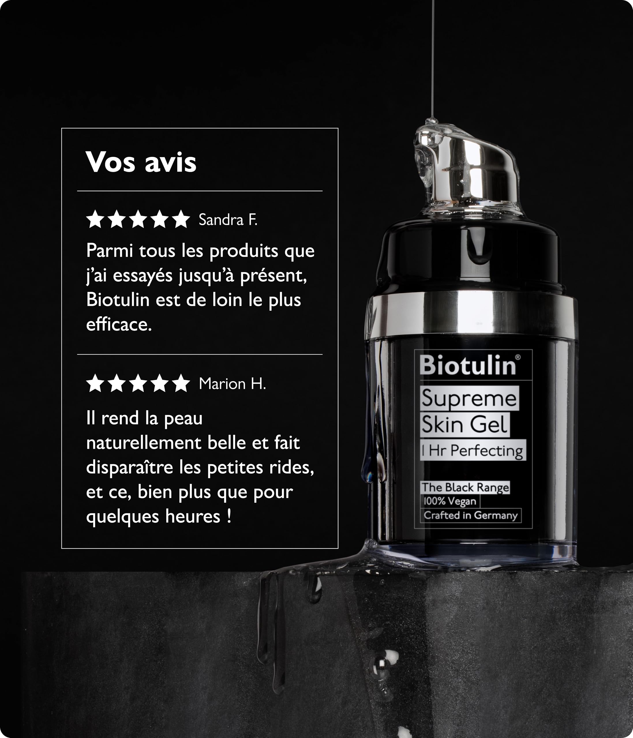 Biotulin - Supreme Skin Gel 15ml - Soin hydratant anti-rides au concentré de Spilanthol et à l’Acide Hyaluronique - Peau lisse et repulpée en moins d’1h