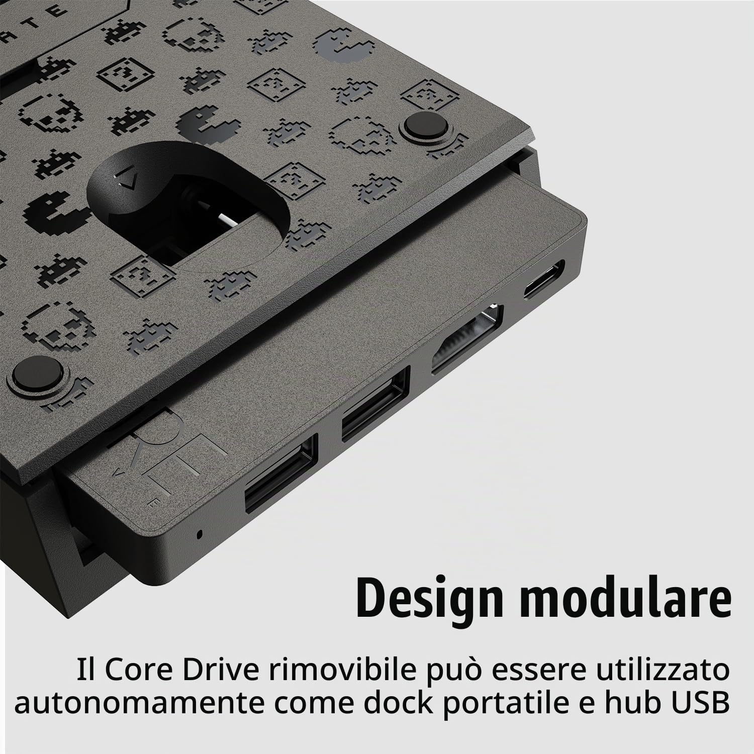 SAVAGE RAVEN by Skull & Co. Jumpgate PRO Portable Dock with Detachable USB Hub HDMI TV Adapter for Nintendo Switch 2- Black