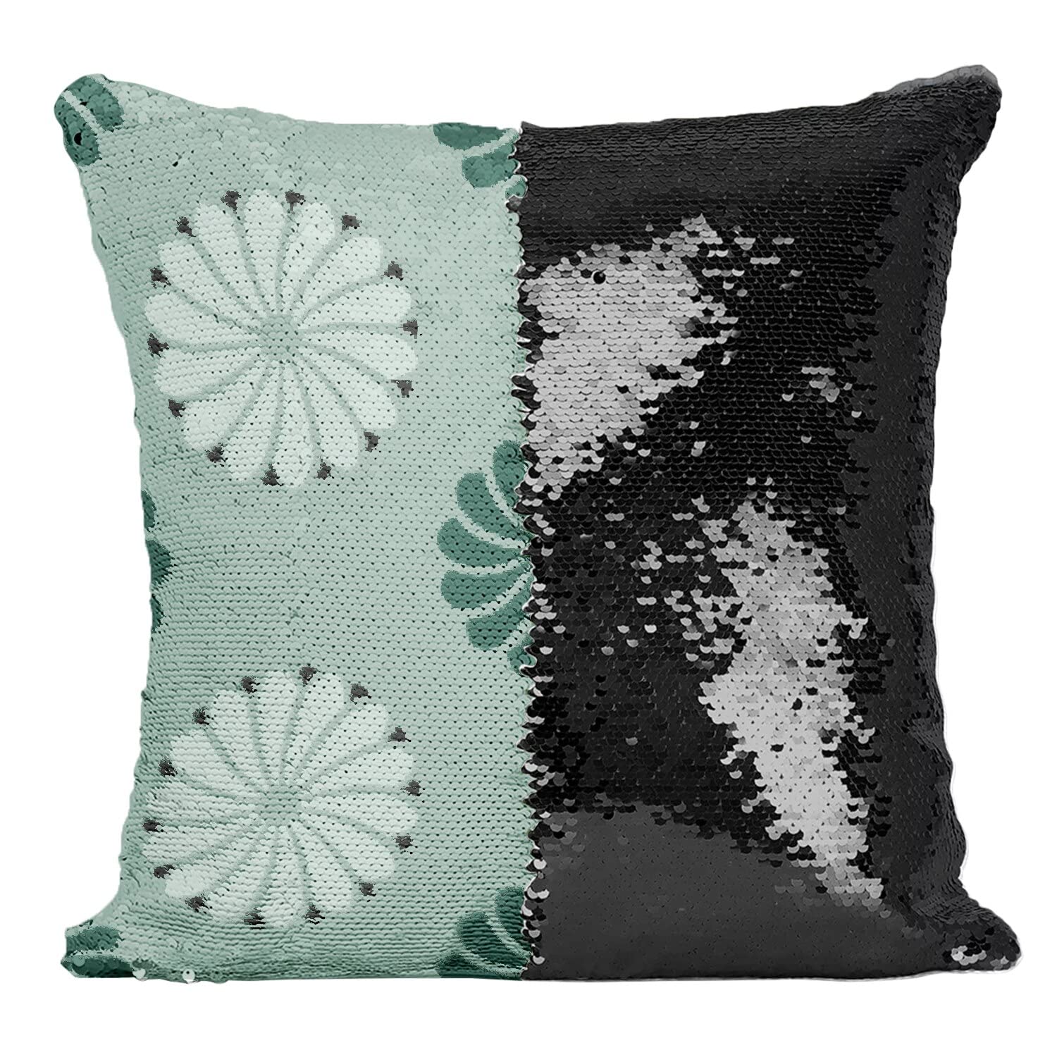 Coussin Sequin pour Ambiance Zen Salon Motif Géométrique Nejiri Vert