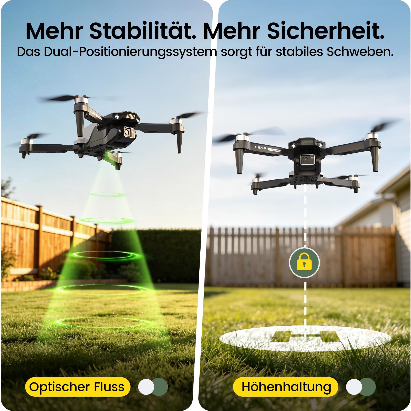 Holy Stone HS200P Drohne mit Kamera 1080P für Anfänger&Kinder | 2 Akkus, 360° Flip, Headless Mode, Höhenhaltung, 3 Geschwindigkeitsstufen, Not-Stopp-Funktion