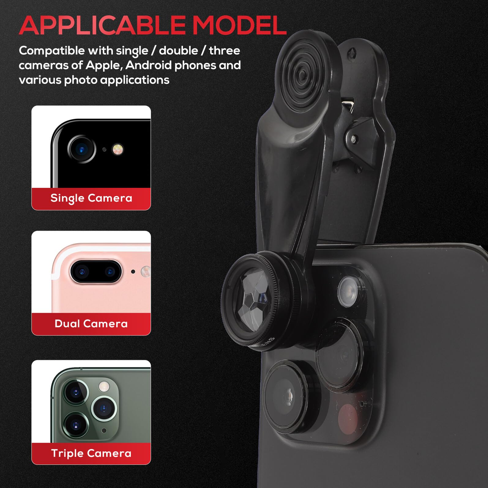 Kit de Lentes Profesional para Cámara de Móvil con Teleobjetivo Gran Angular Macro Ojo de Pez y Filtro Cpl Compatible con Smartphones Lentes Zoom Duraderas para Fotografía