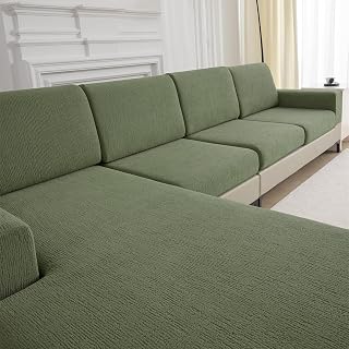 Couch Cushion Covers Sectional Couch Covers Stretch Washable Soft Seat Cushion Covers Furniture Protector Sofa Slipcovers for Pets(Green,3 Pieces Seat Covers or Back Covers)
