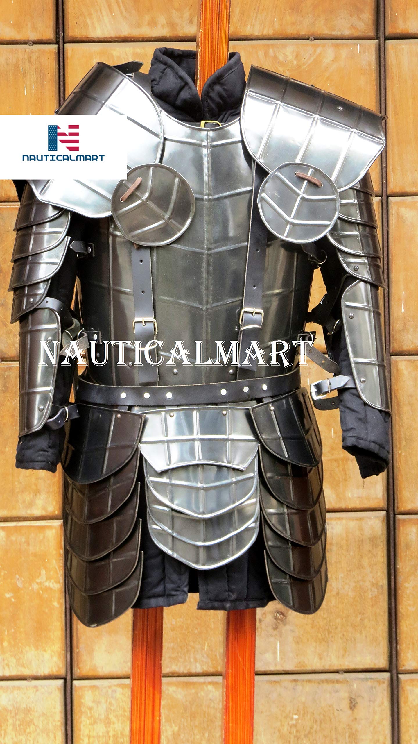 NauticalMart Knight's Dark Drake Armour Set Complete Costume with Underneath Gambeson Medieval Arm Armour breastplate -black