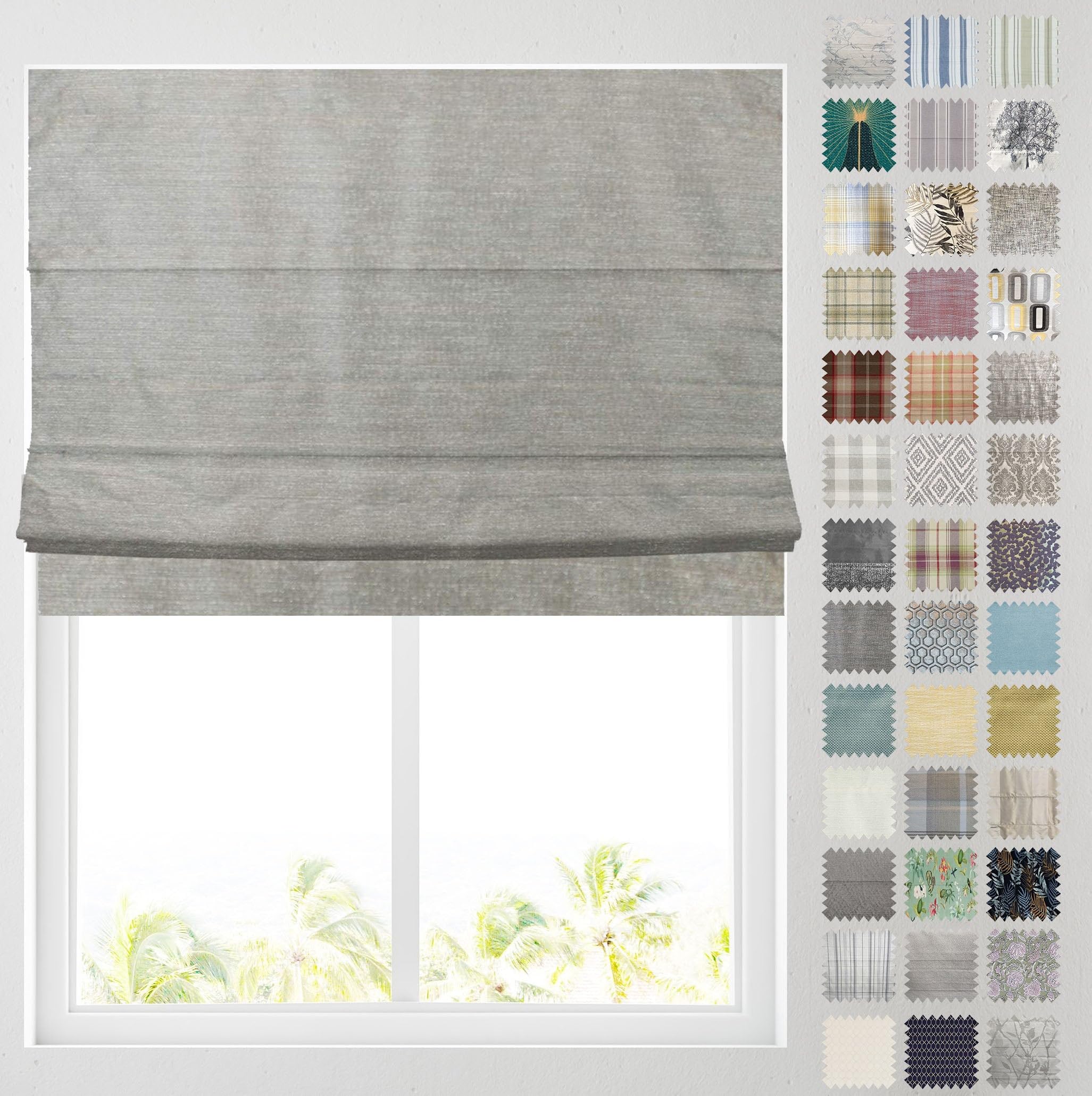 Barnes Blinds And Interiors Nadia Grey Shimmer Barnes Blinds - Patterned Roman Blinds, Fully Lined, Custom Sizing Available - Durable Fittings Easy Fit ( 153Cm)