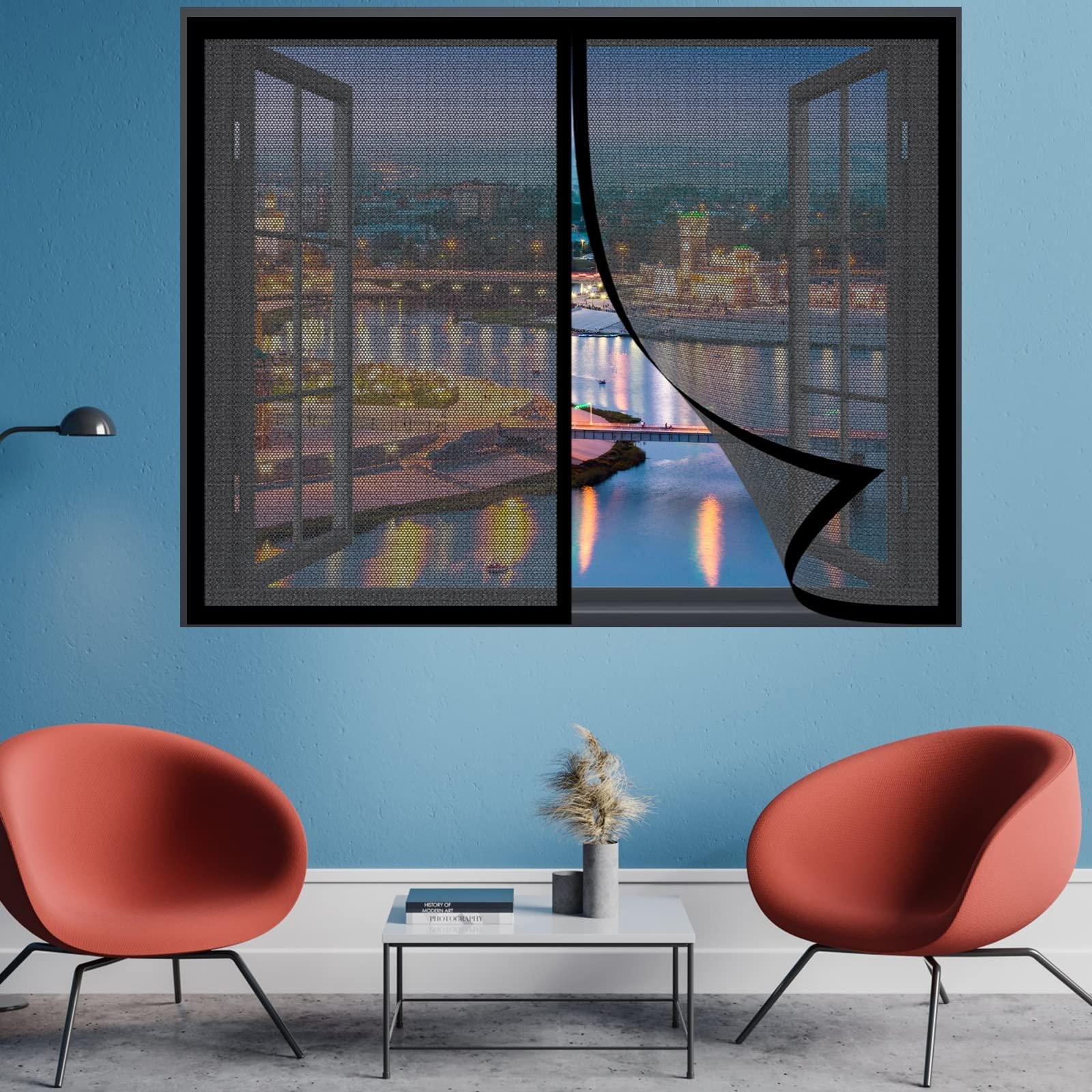 Zanzariera Porta Magnetica 112x142 Cm – In Poliesster, Auto-chiudente, Anti-insetti, Installazione Senza Fori, Per Porte E Finestre