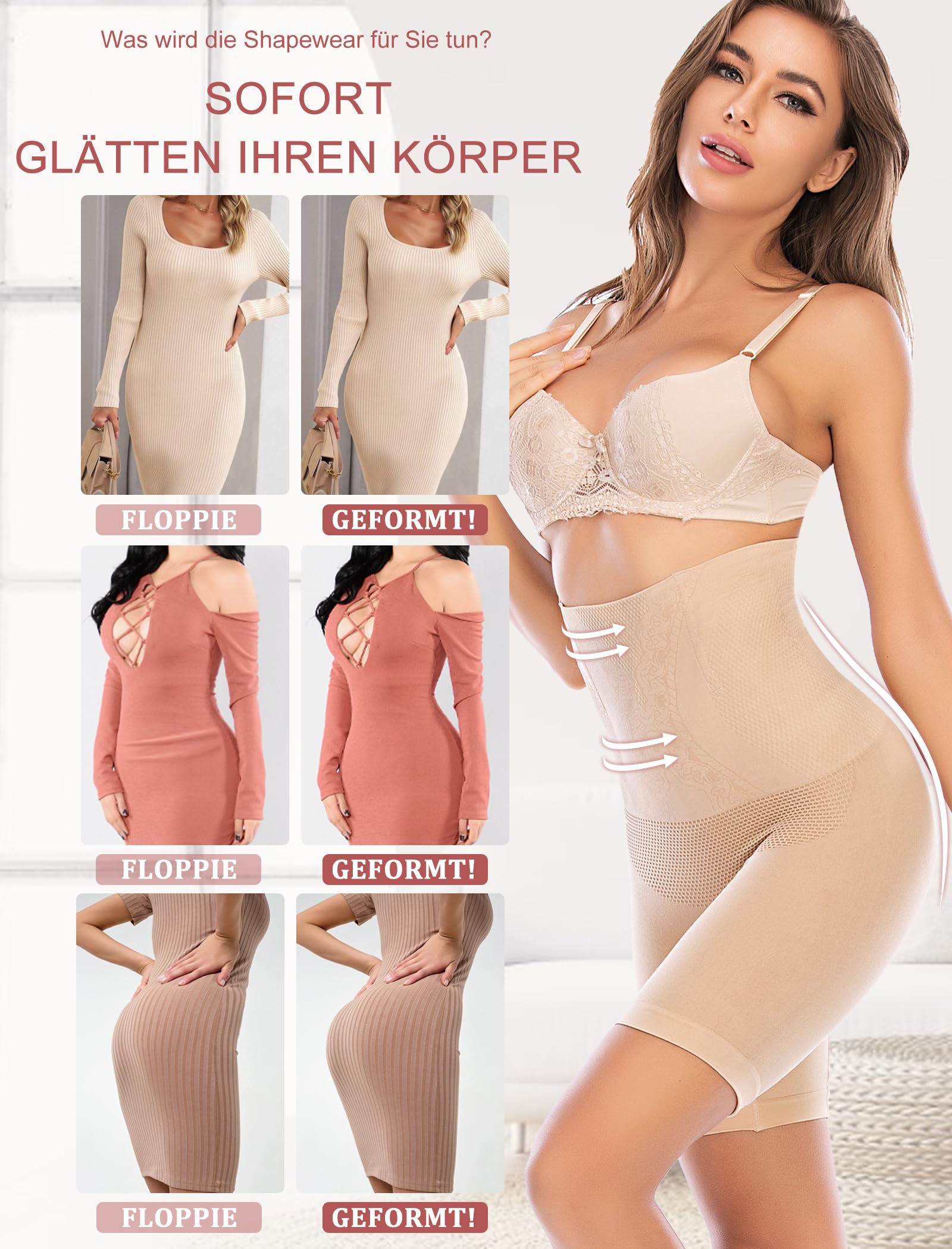SURE YOU LIKE Damskie spodenki modelujące brzuch wysoki stan trener sylwetka modelująca pośladki bielizna plus size