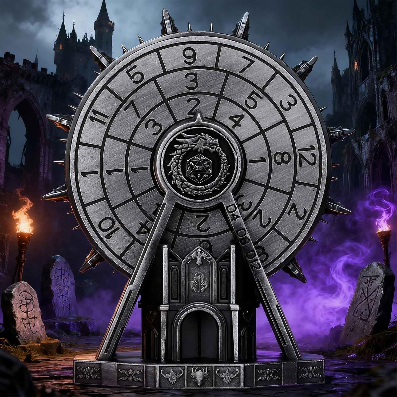 Roulette DND Dice Spinner, Metal D&D Dice, Clear Numberand Rounded Edges, Include Gift Case for DND Dice Set, RPG Role Playing Table Game Gifts (Black)