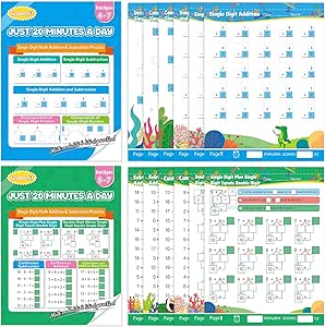 Addition and Subtraction Workbooks Single&Double Digit Math
