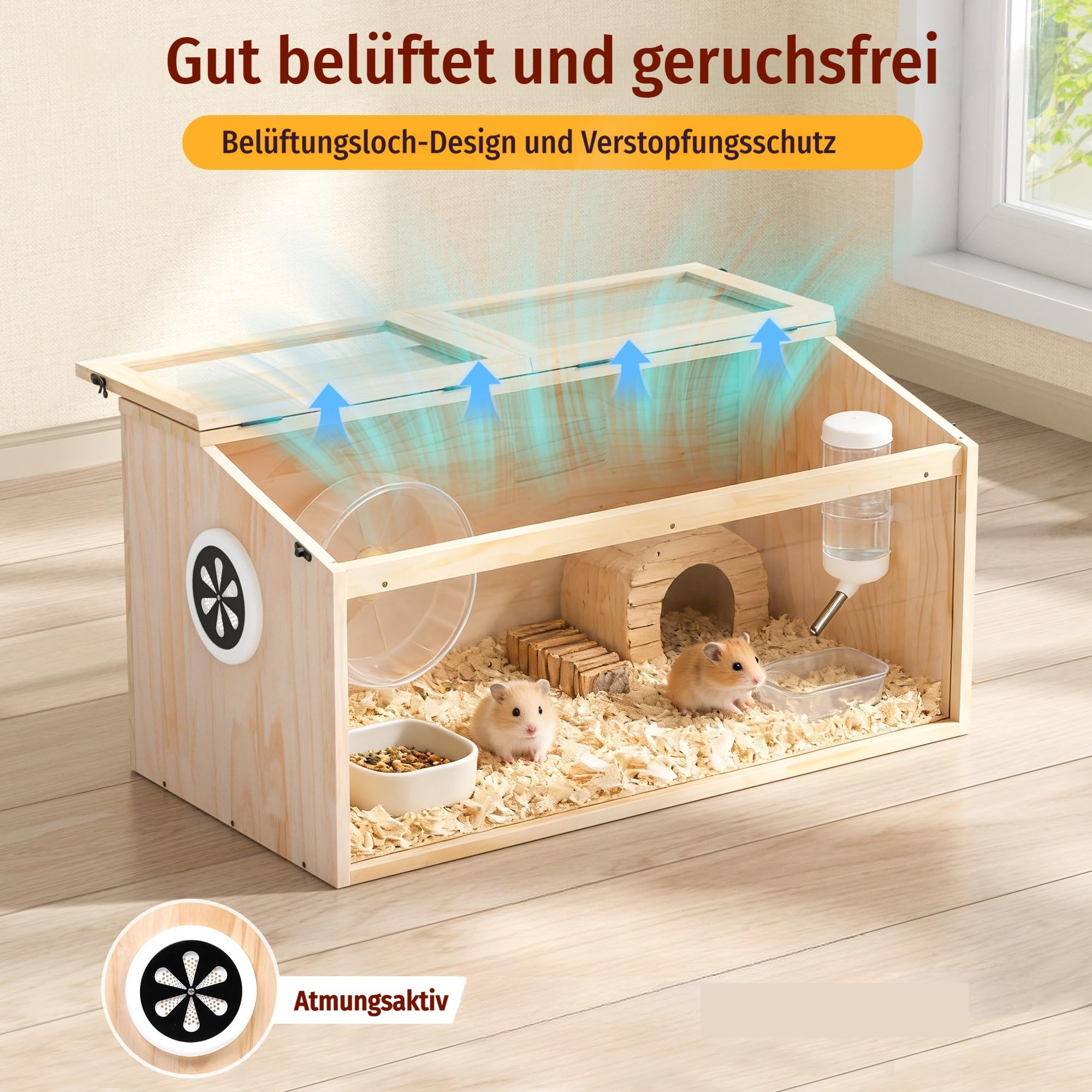 All-in-One Premium Holz-Hamsterkäfig: Meerschweinchen-Käfig & Haus, Ratten-/Degu-/Kleintierkäfig, wetterfestes Außengehege, Fledermauskasten & transportabler Holz-Hamsterhaus