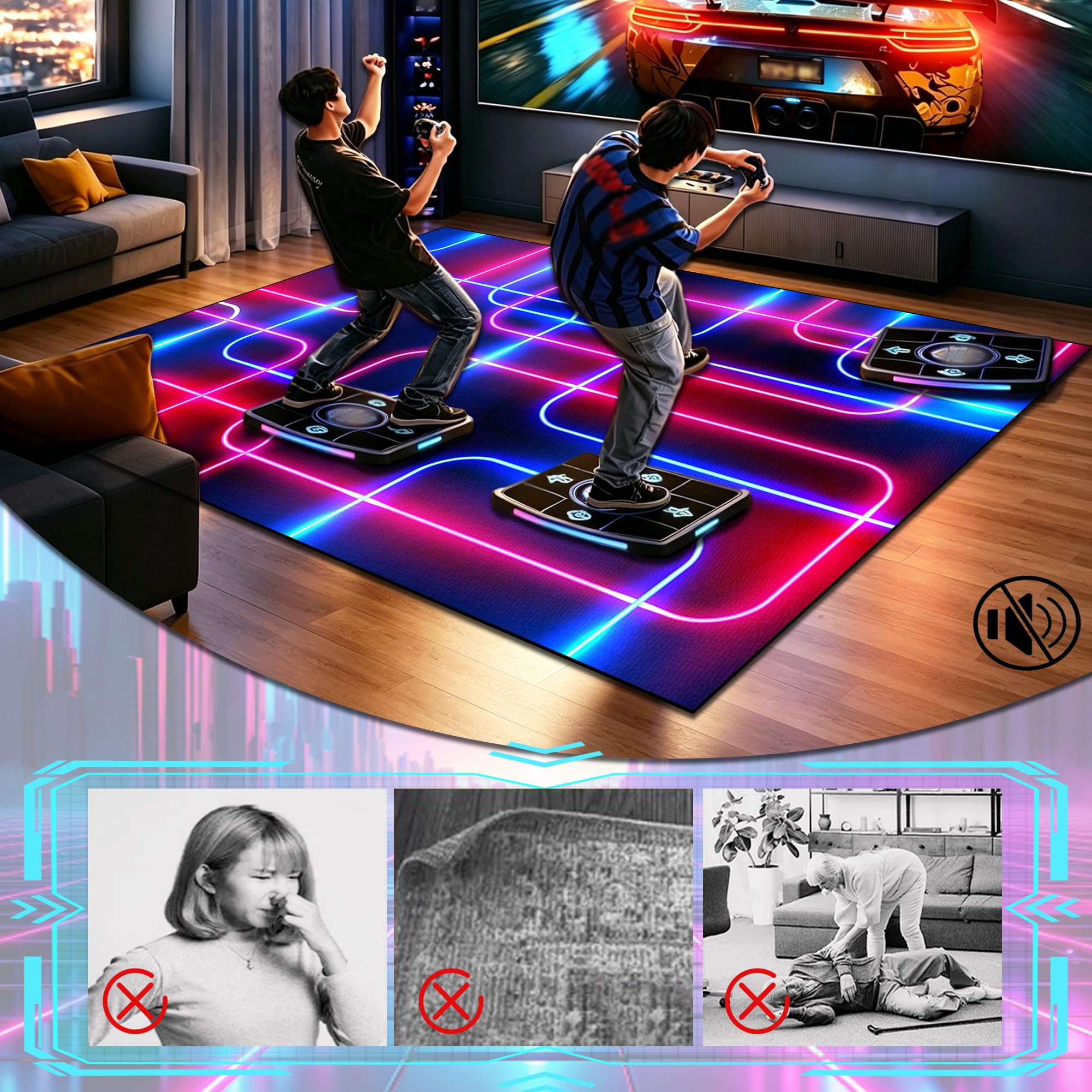 Tapis Chambre Ado Gamer Tapis Garçons Tapis Sol Gaming Deco Géométrique 110x150cm/43.31x59.06inch Tapis De Salon et Chambre Moderne Antidérapant Tapis de Sol Esports Tapis pour Zone de Jeu