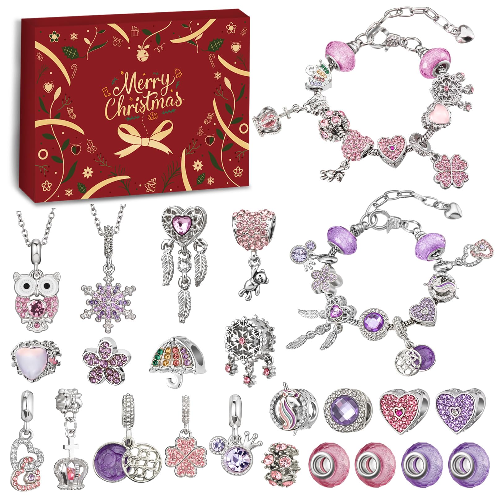 Calendario Dell'Avvento 2025 Con Gioielli Per Bambine E Ragazze, 24 Caselle, Kit Braccialetti Fai Da Te