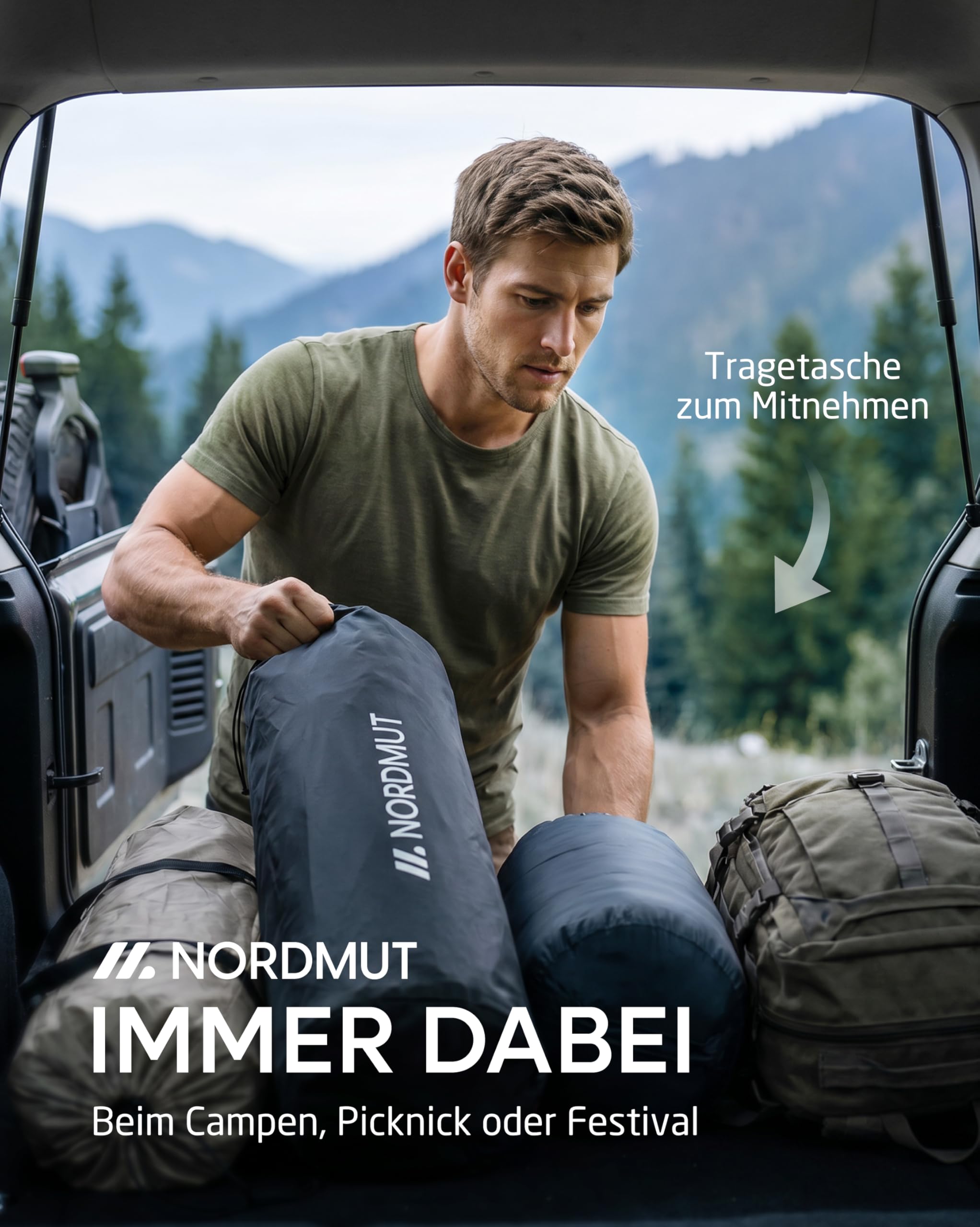 NORDMUT® Campingtisch klappbar – Hochwertiger Klapptisch Camping aus Aluminium – Rostfreier Campingtisch höhenverstellbar mit leichten Aufbau