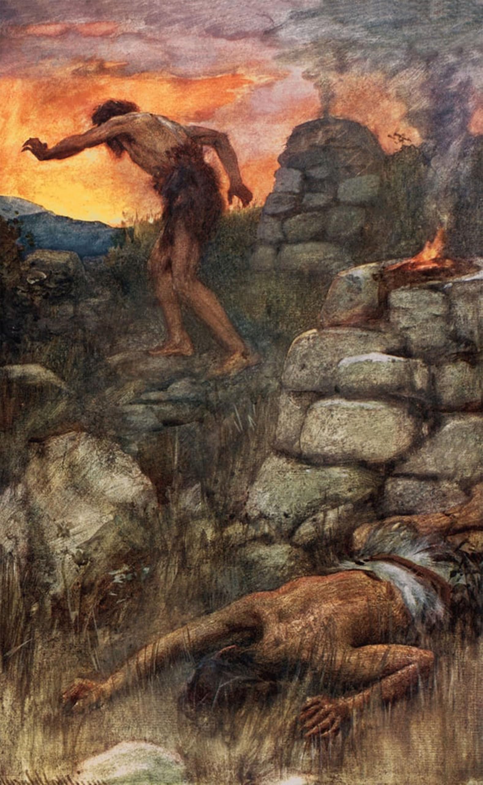 ARTXLXXBN Famous Art Print Poster Vintage Wall Art Cain and Abel by Harold Copping Canvas Art Poster for Home Decor 60x90cm