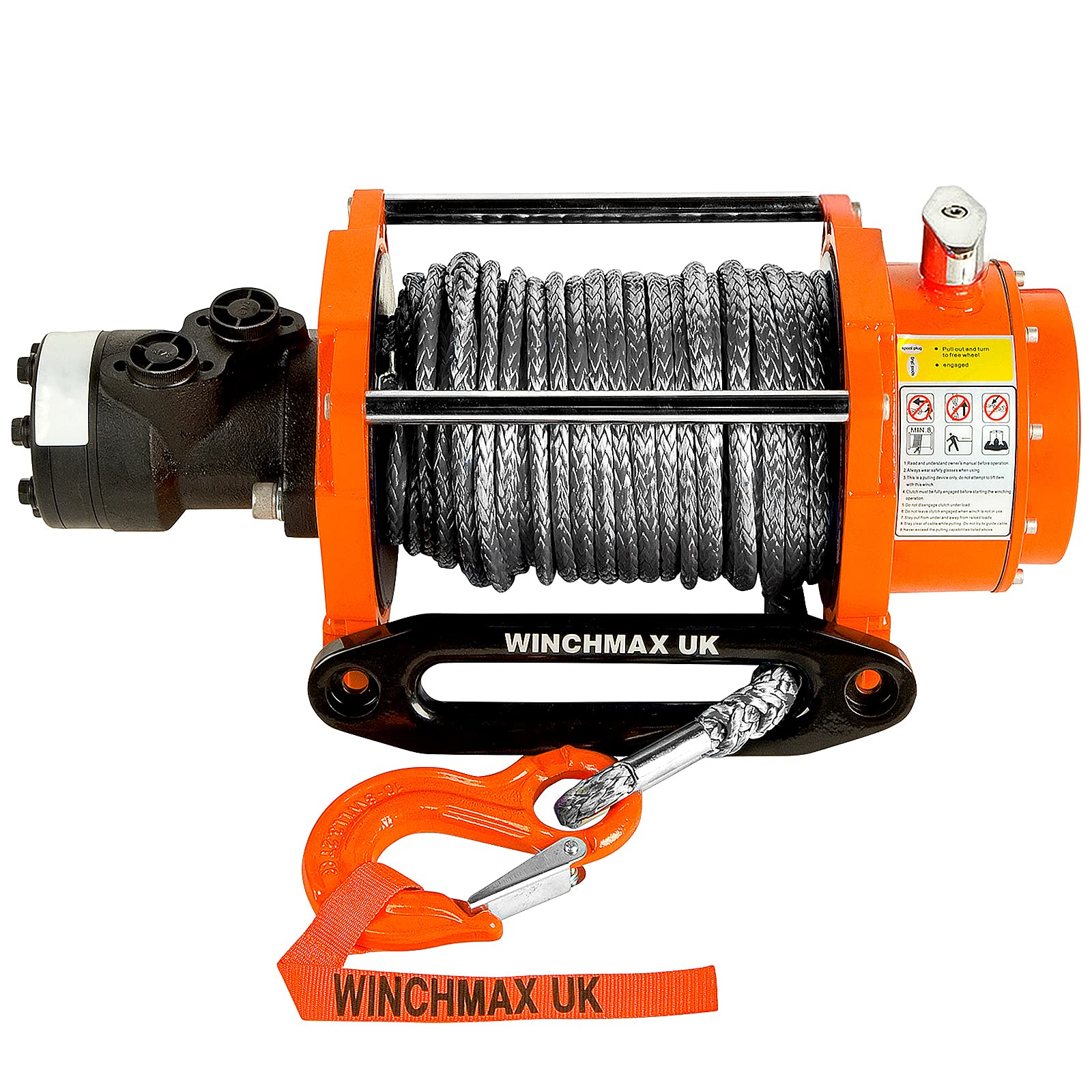 WINCHMAX. Verricello idraulico da 9.072 kg (20.000 lb). Fune in Dyneema da 25 m x 13 mm. Gancio da 12,7 mm.