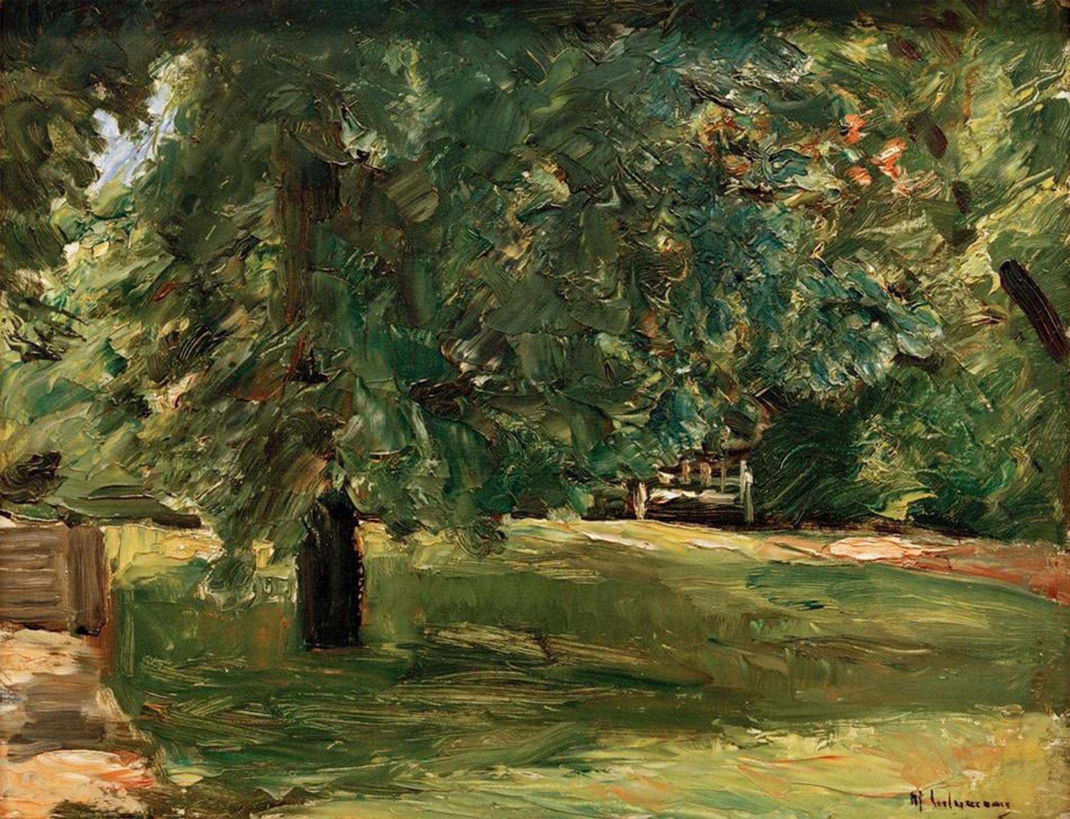 ARTXLXXBN Famous Painting Canvas Artwork Graffiti Print Garden bench under the chestnut tree in the Wannseegarten by Max Liebermann Portrait Canvas Image for Home Decor 60x90cm