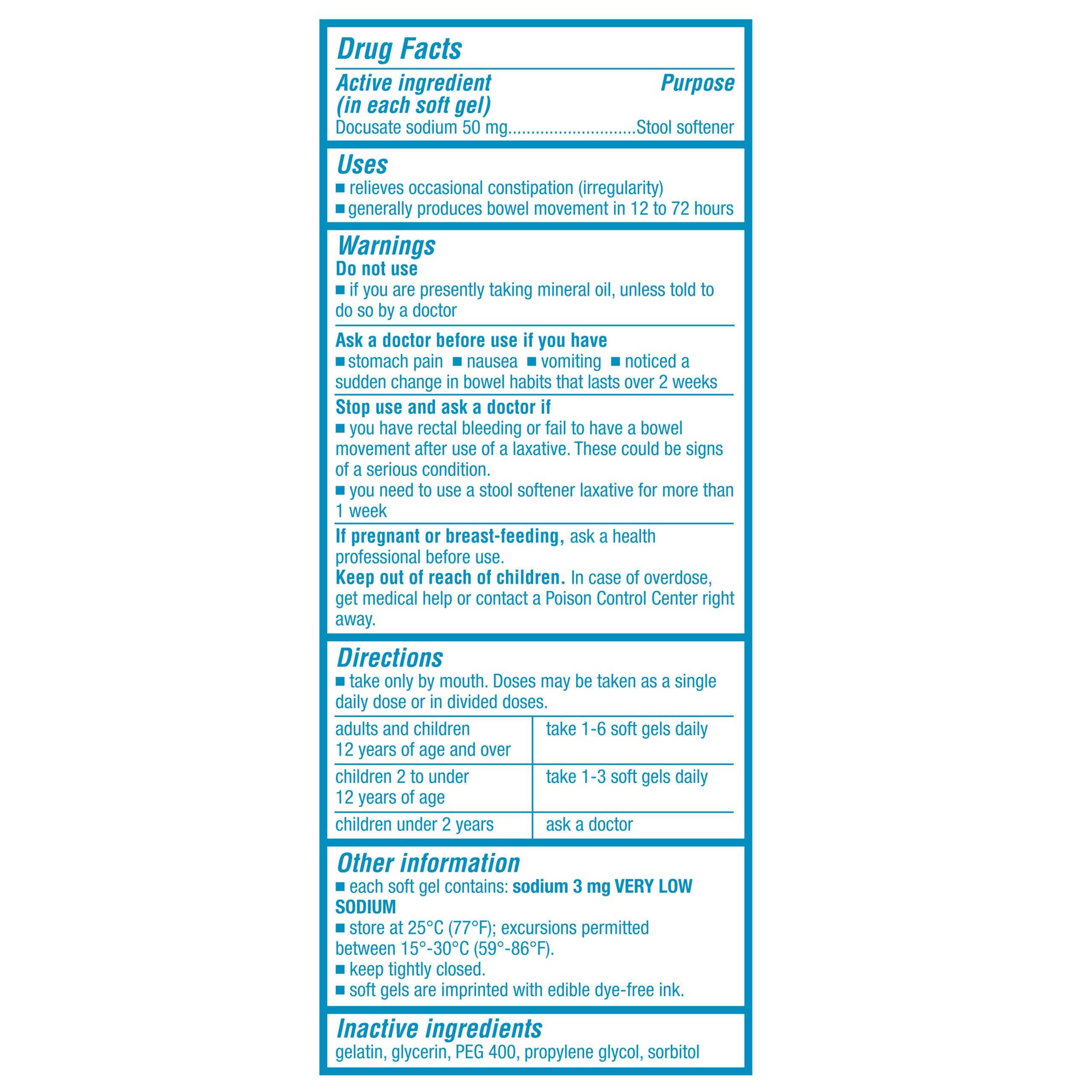 Colace Clear Stool Softener Soft Gel Capsules, Constipation Relief, 100 Ct view 7