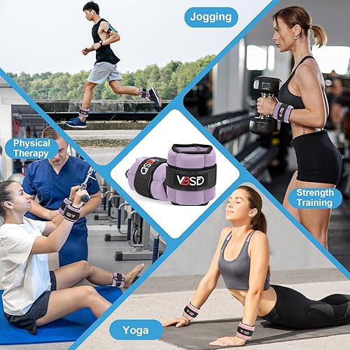 Miniatura 7 de VBSD Adjustable Ankle Weights for Men Women, 1 Pair 2 4 5 6 8 10 lb Leg Weight Straps, Weighted Ankle Weights Set for Gym, Fitness, Yoga, Jogging,