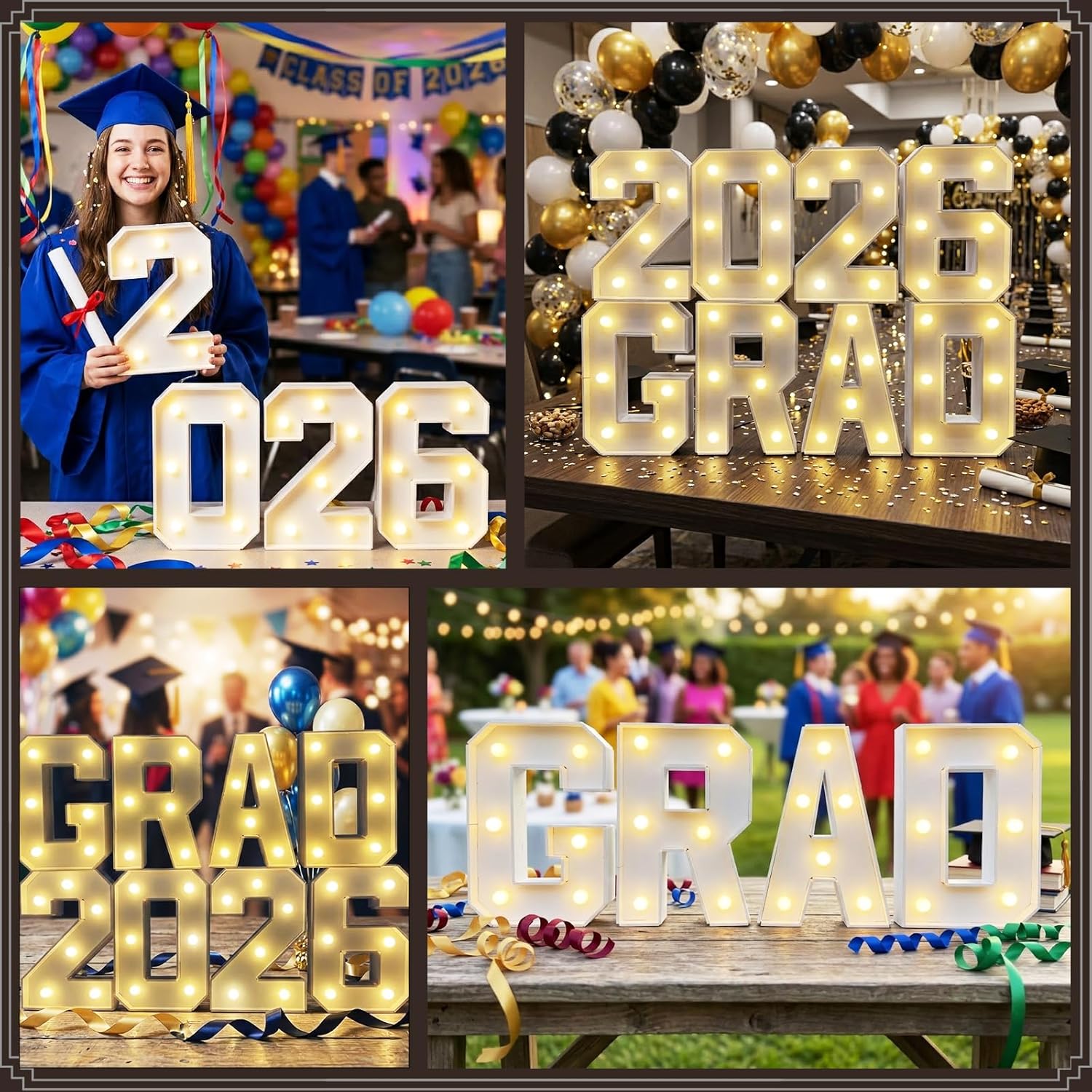 2026 Graduation Decorations - 1FT Marquee Light Up Number For 2026 Graduation Party Decorations ， Suitable For Decoration At Kindergarten, Preschool, High School, And College Graduation Parties