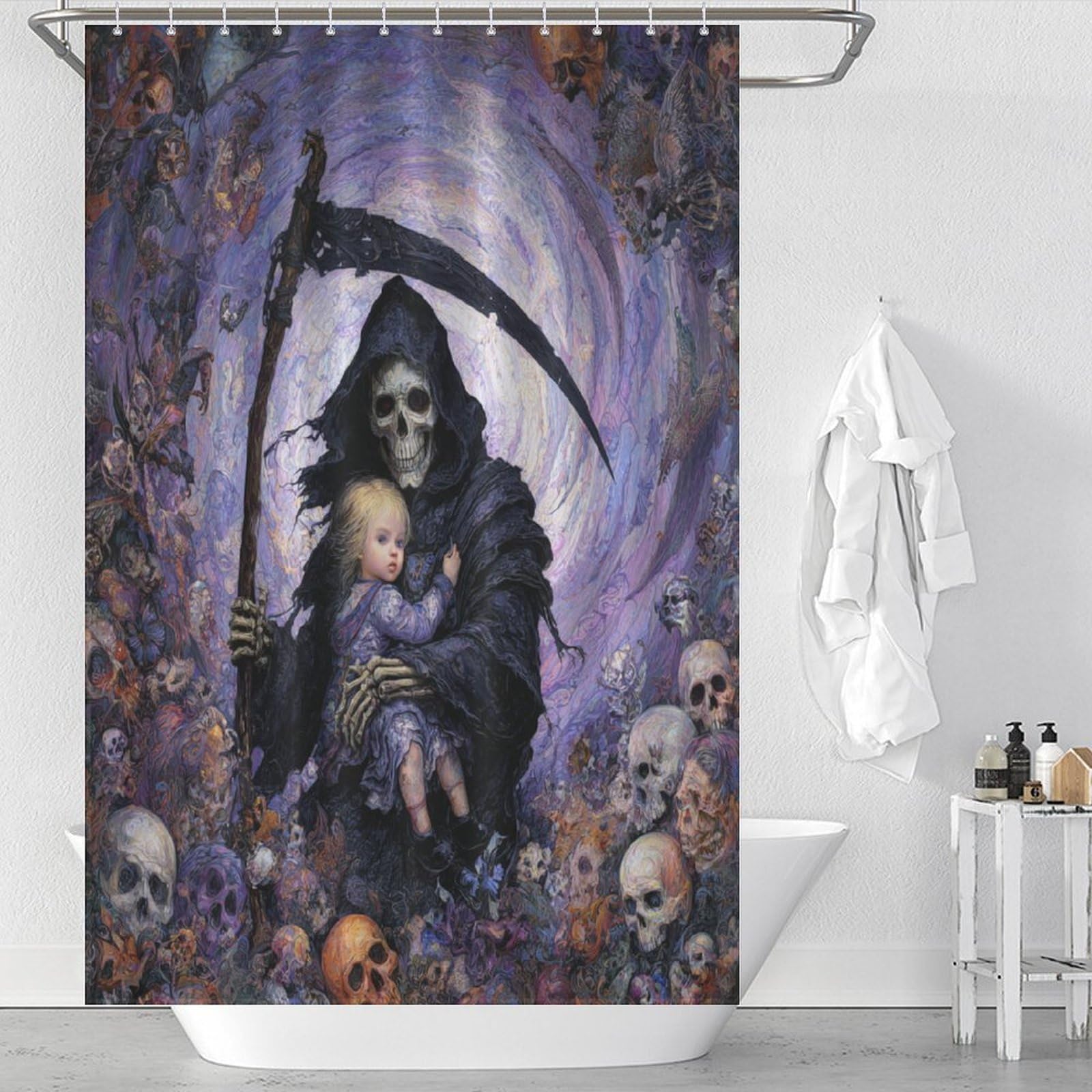 Rideau de douche en tissu imperméable lavable doux 119x180 salle de bain hôtel