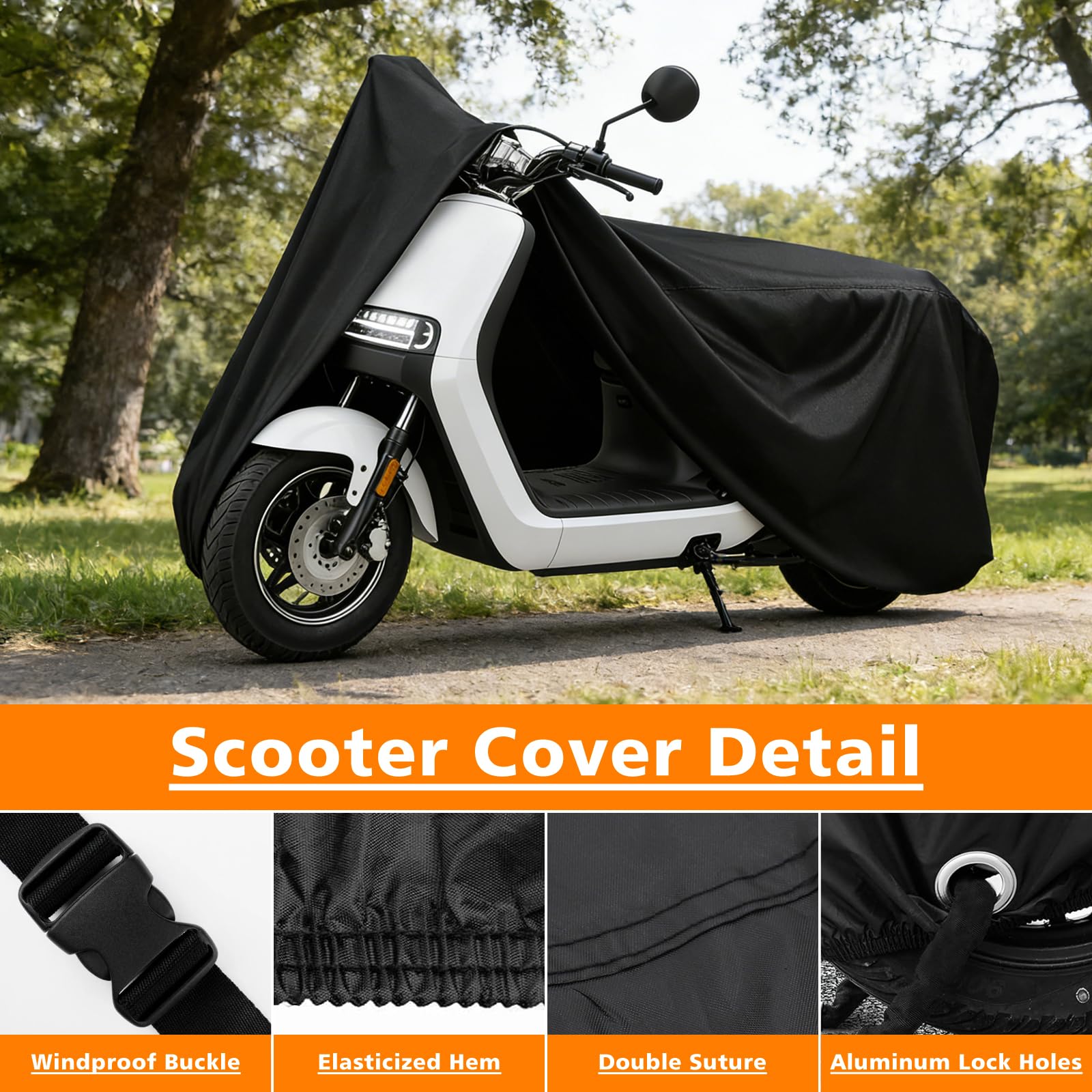 COVERVIN Funda impermeable para scooter al aire libre, cubierta para ciclomotor y cubierta Vespa para Honda Ruckus Yamaha 72 pulgadas de largo (S)