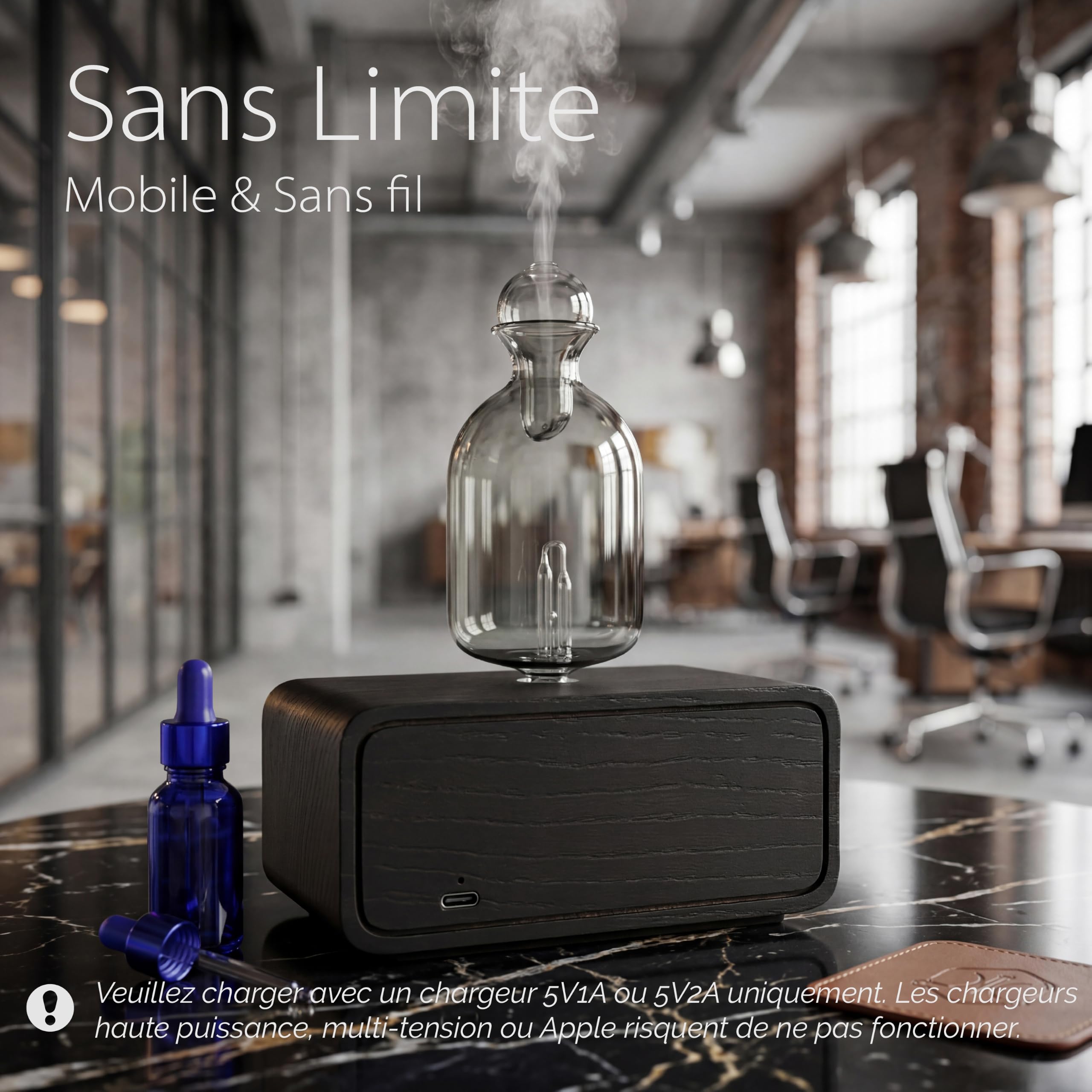 Nuit Diffuseur Huile Essentielle sans Fil pour Aromathérapie