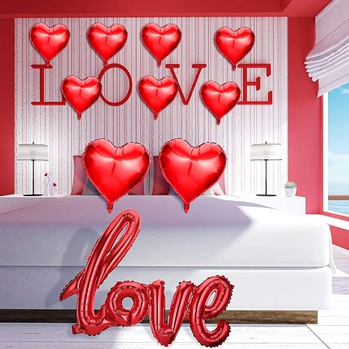 Miniatura 7 de Skylety 33 globos de corazón rojo de 18 pulgadas, globos de papel de aluminio para el día de San Valentín, globos grandes en forma de corazón para