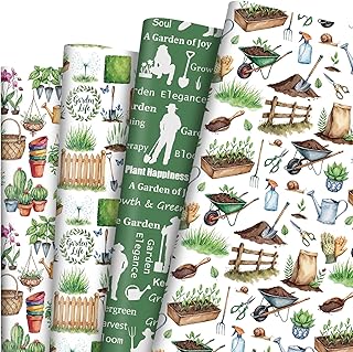Joviwrap Gardening Wrapping Paper 12 Sheets, Plants Wrapping Paper, Wate...