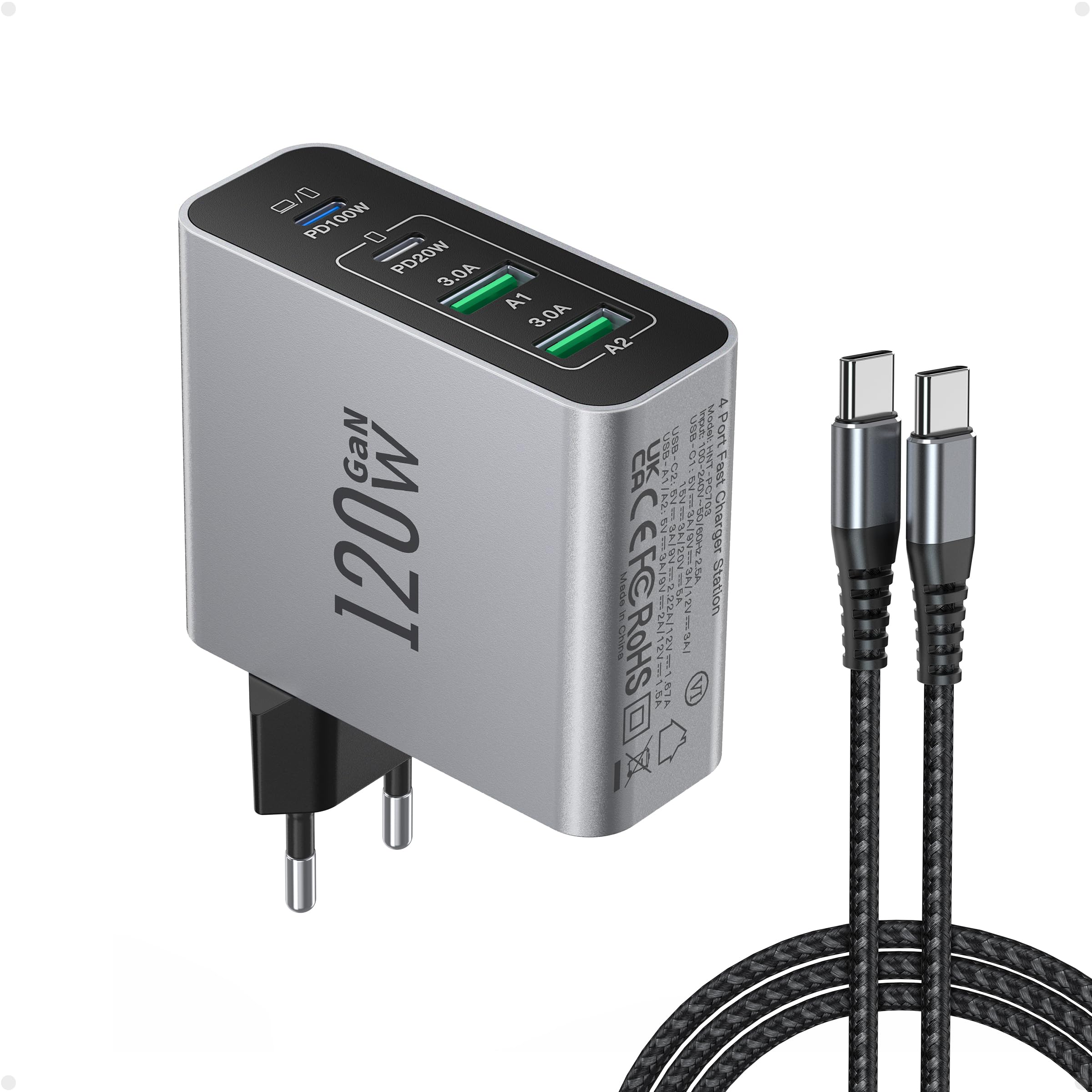 USB C Ladegerät USB Schnellladegerät PD3.0 Mehrfach Charger USB c stecker, Ladestation kompatibel mit iPhone 17 16 15 14 Pro/Pro Max, Samsung, Handys