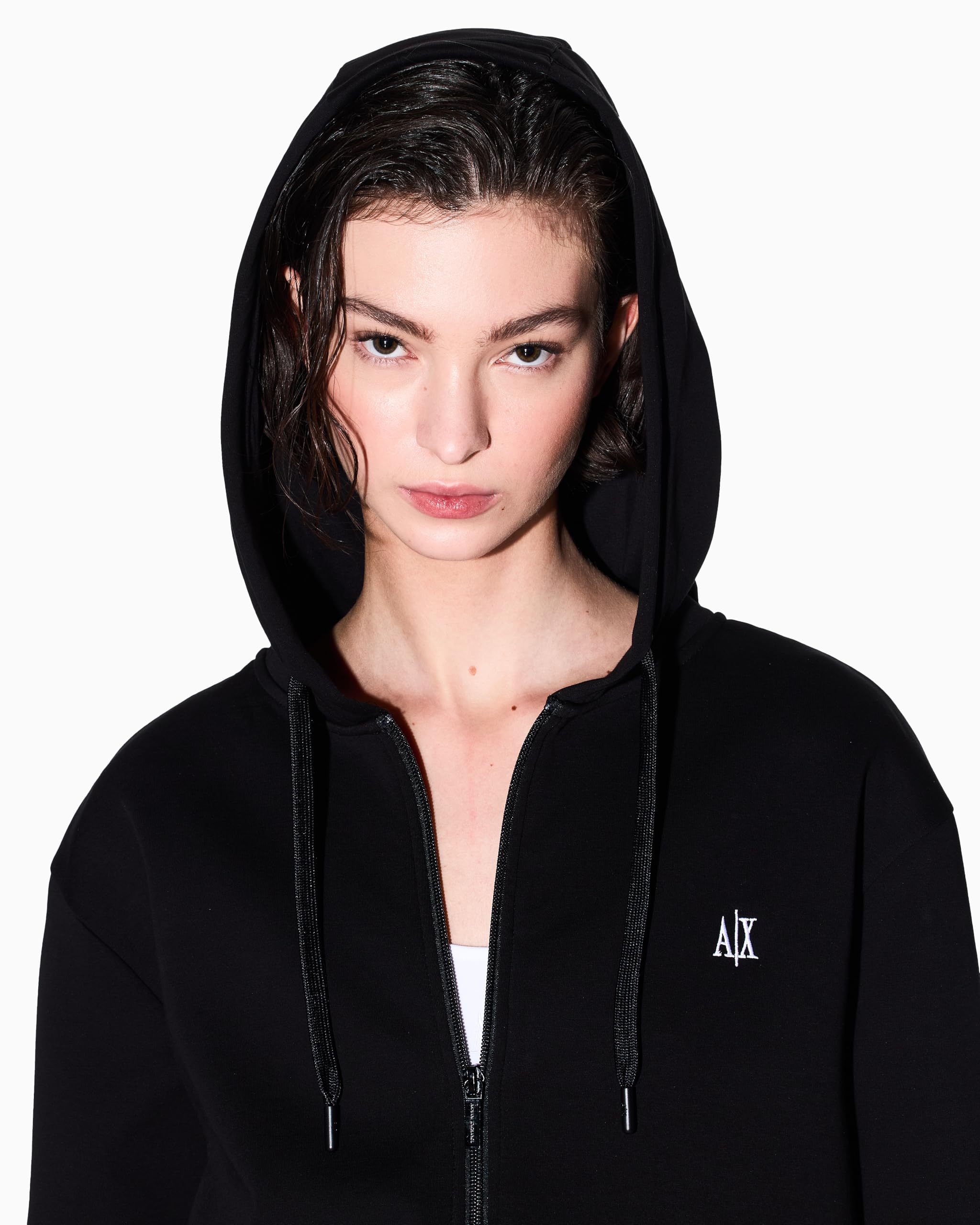 Armani Exchange Icon Project, Small Logo Embroidery, Cropped Fit Maglia di Tuta Donna