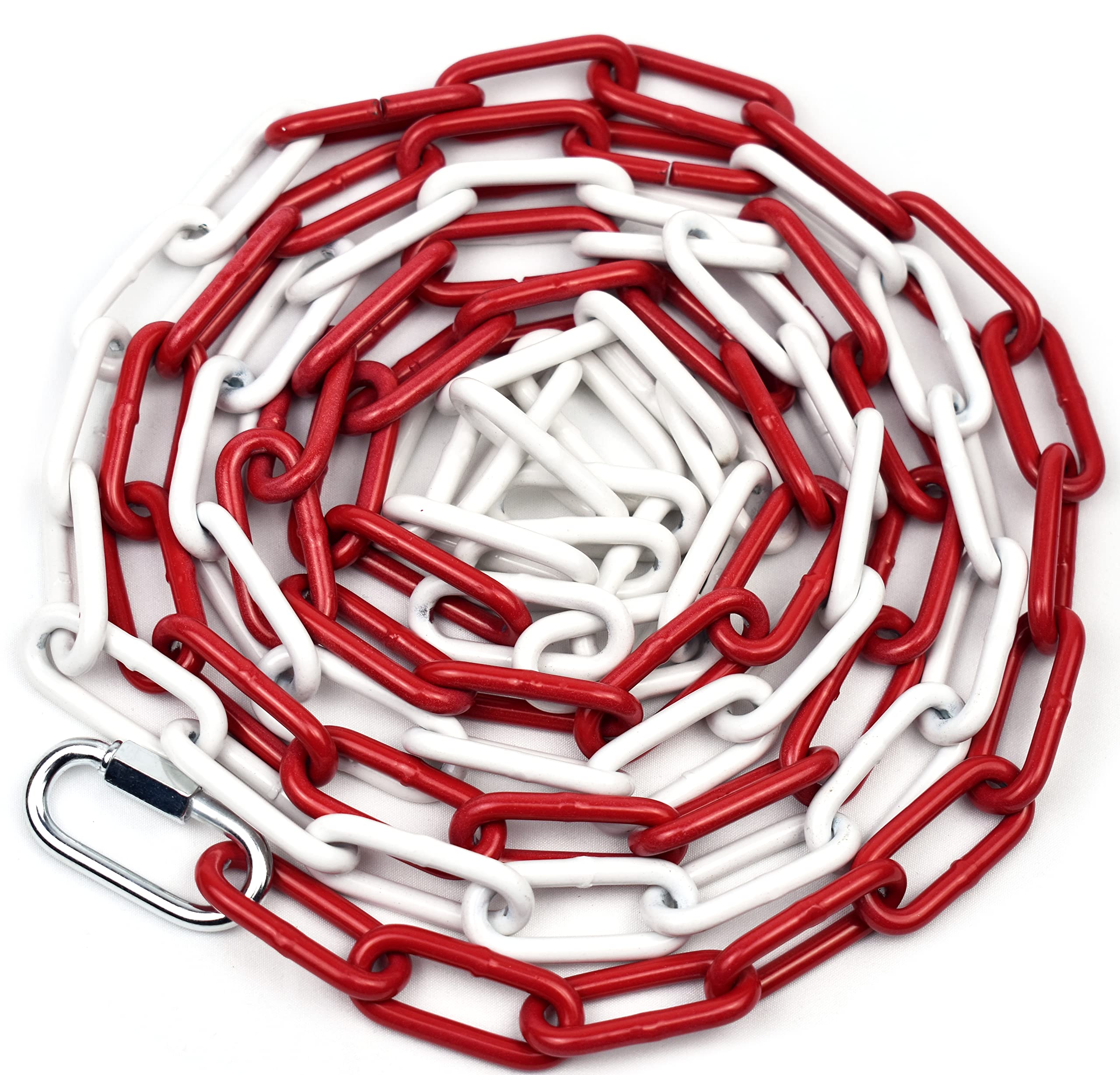 Catena di chiusura in metallo rosso, bianco, 10 metri, diametro 4 mm, con 2 chiusure a maglie