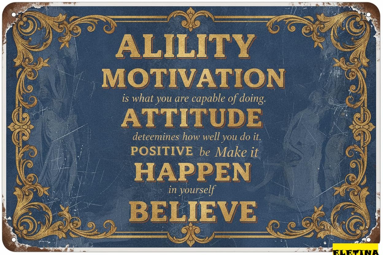 Rustic Motivational Inspirational Tin Sign Set, 12x8 Inch