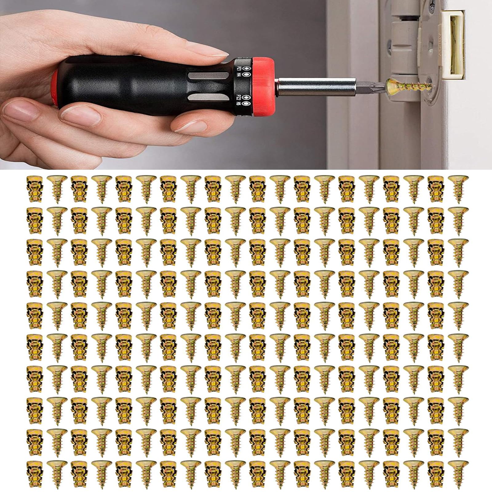 6×14mm Short Expansion Screw Set, Door Hinge Thread Repair Screws, 30/50/100set Secure Cabinet Door Fastening, Short Metal Expansion Wall Anchors and Screws for Concrete Walls